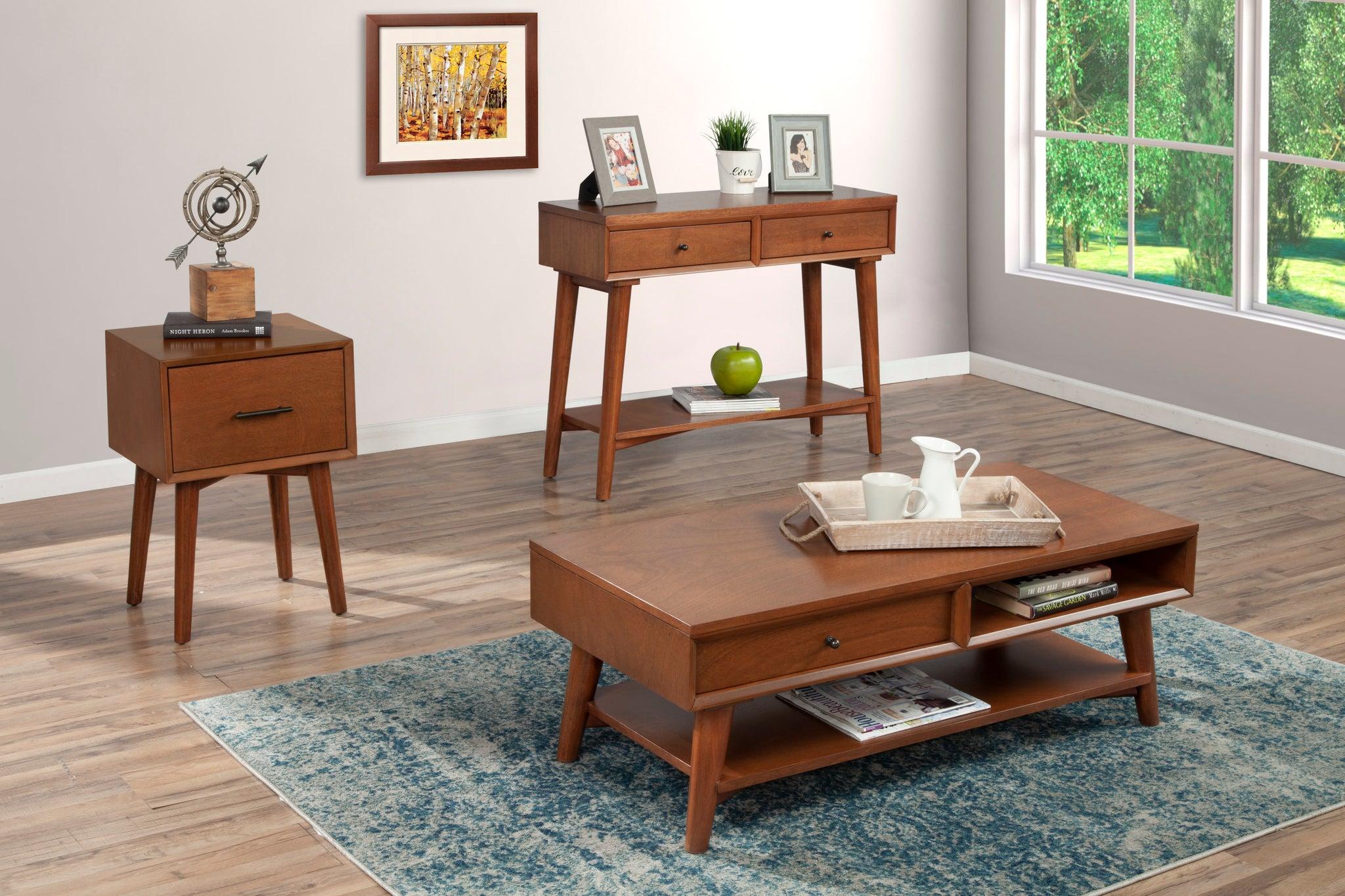 Contemporary, Modern Coffee Table Set Flynn 966-61-Set-3 in Brown 