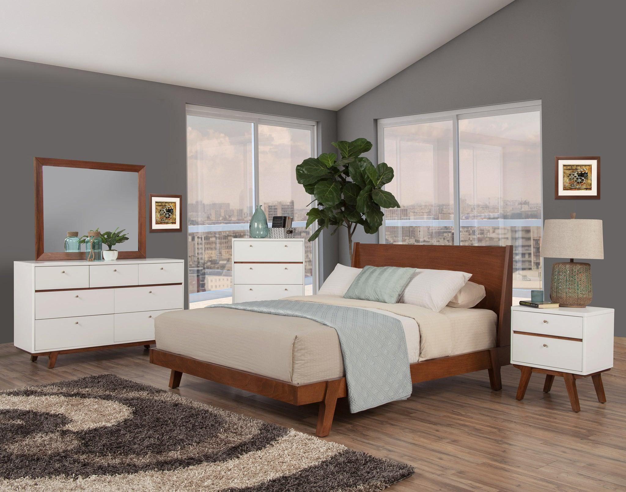

    
Acorn & White Cal King Platform Bedroom Set 3 DAKOTA ALPINE Mid Century Modern
