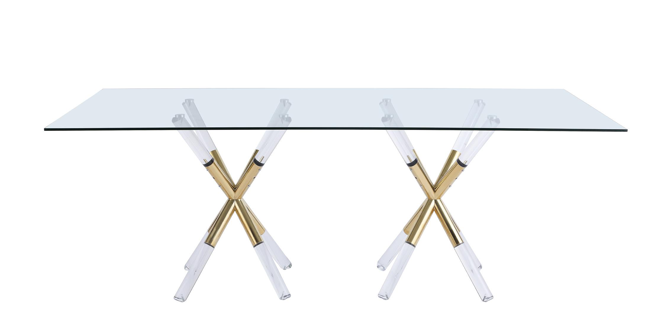 

    
Tempered Glass Top & Gold Metal Dining Table MERCURY 917-T Meridian Modern
