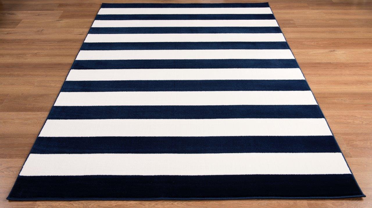 

    
Addison Navy and Cream Striped Rug 5x8 by Art Carpet
