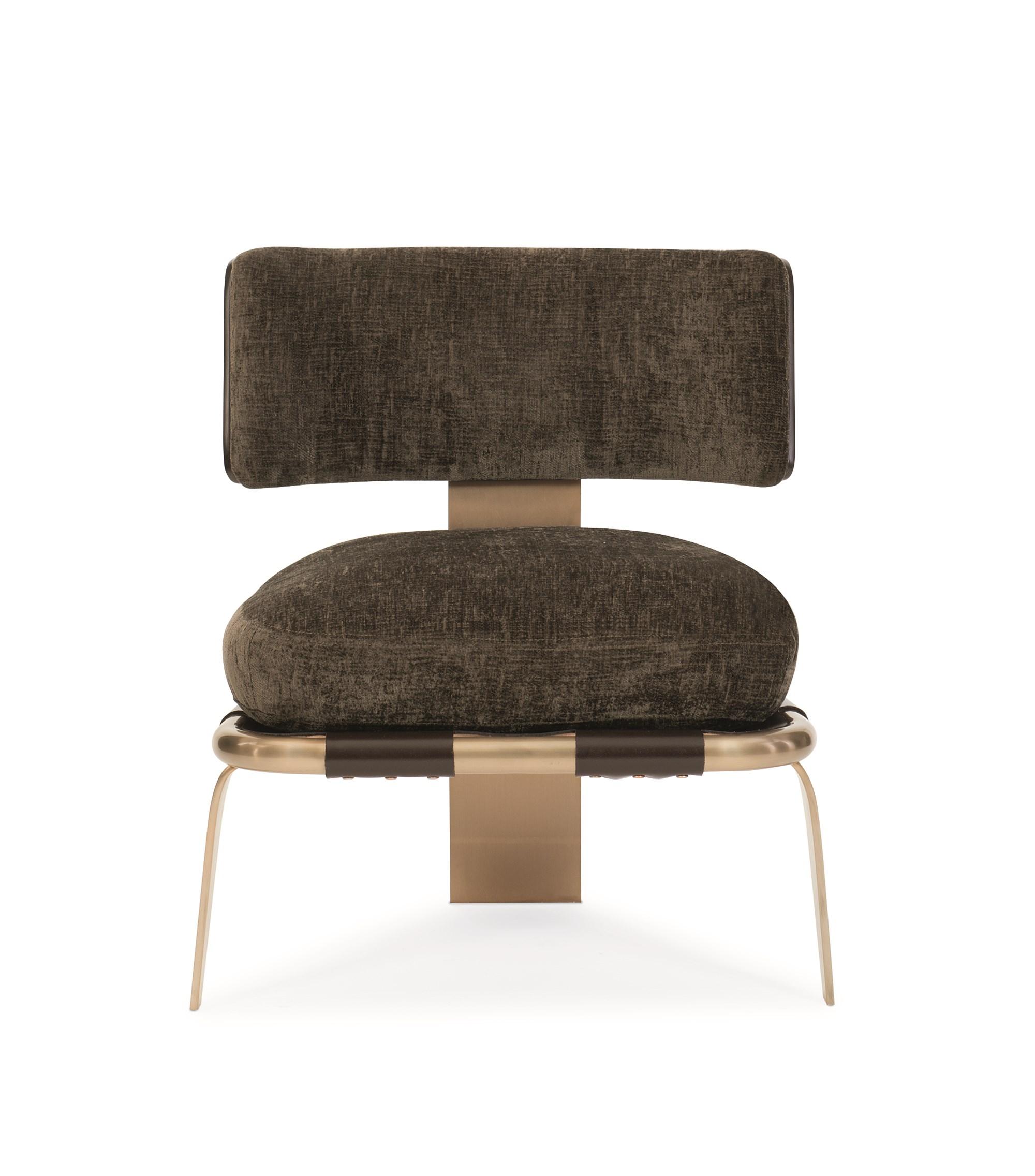

    
Aged Bourbon & Golden Bronze Accent Chair AIRFLOW CHAIR by Caracole
