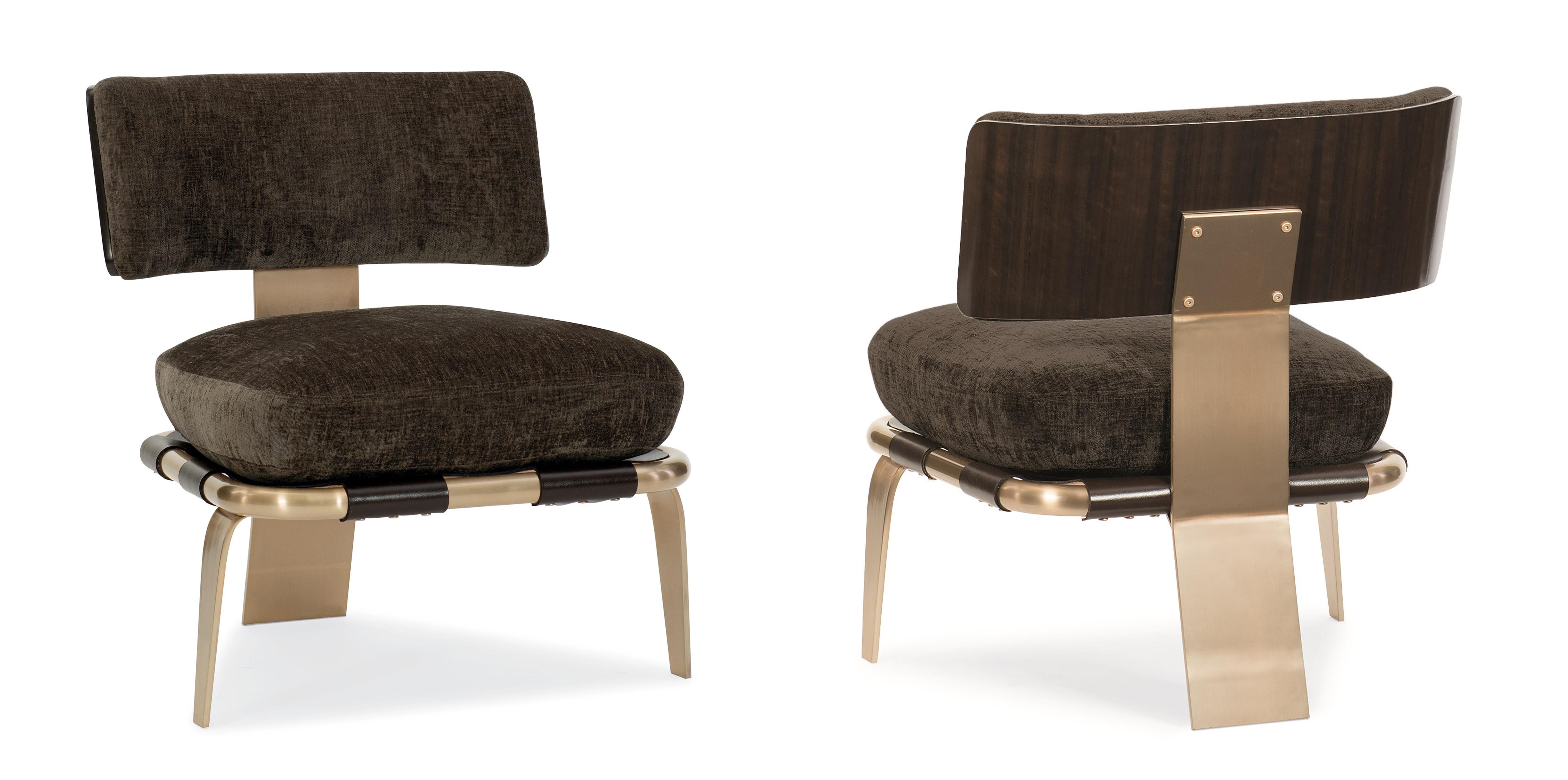 

    
Aged Bourbon & Golden Bronze Accent Chair Set 2Pcs AIRFLOW CHAIR by Caracole
