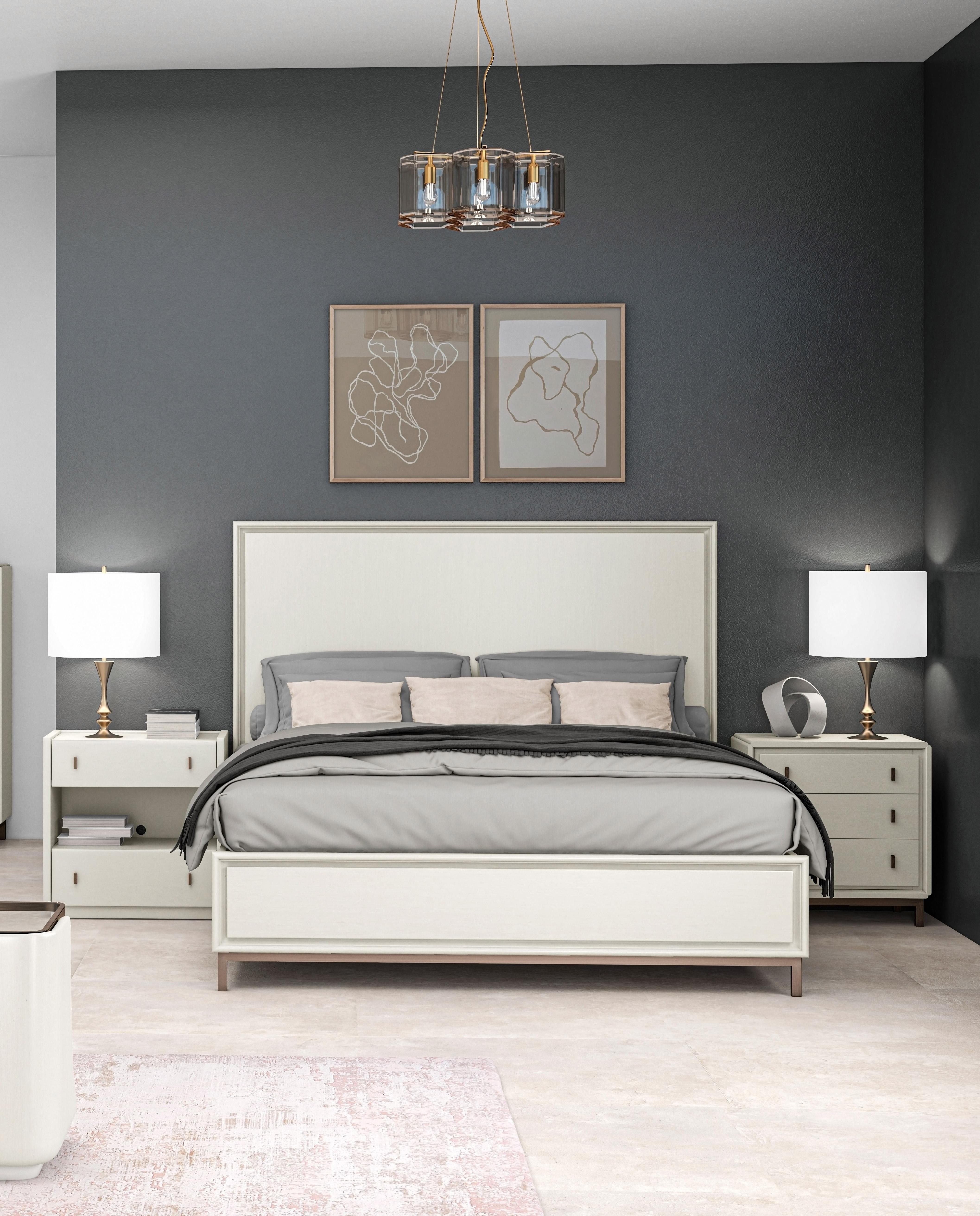 Contemporary Panel Bedroom Set 289135-1040-Set 289135-1040-Set-3 in Alabaster Fabric