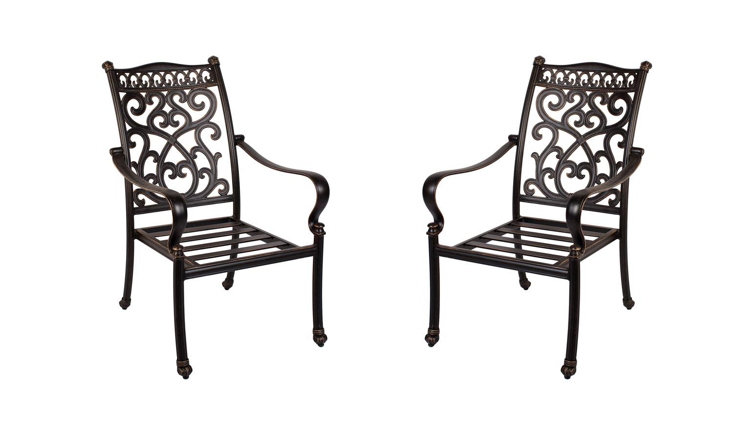 Contemporary Outdoor Dining Chair Alexis PCDC-Set-4 in Natural, Bronze Fabric