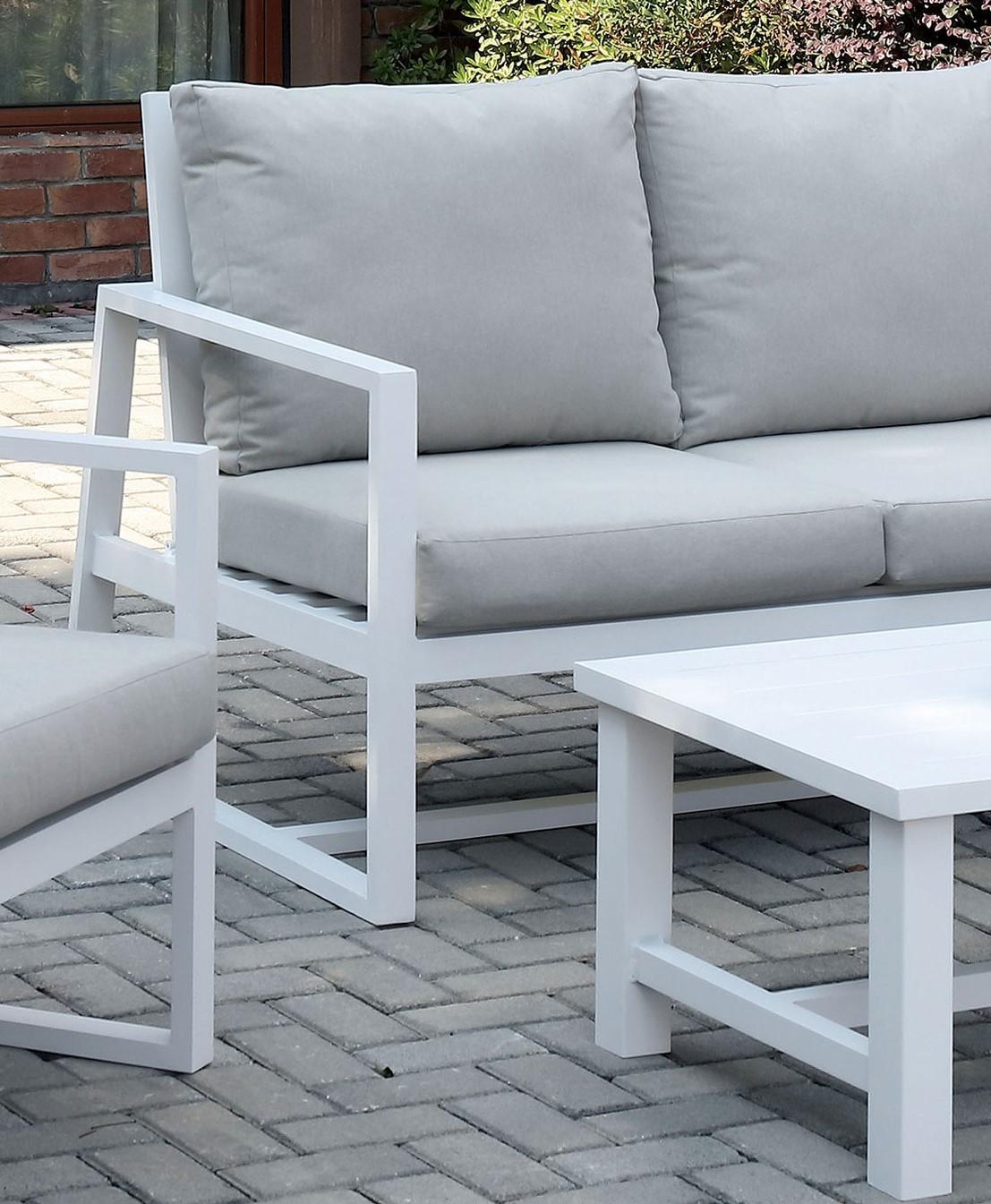 Contemporary Patio Sofa CM-OS2590BG-SF India CM-OS2590BG-SF in White, Beige Fabric