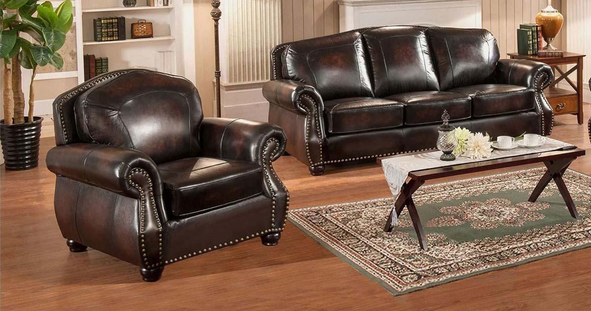 

    
Amax Leather Hyde Top Grain Leather Sofa Chair Set 2Pcs Antiqued Hand Rubbed
