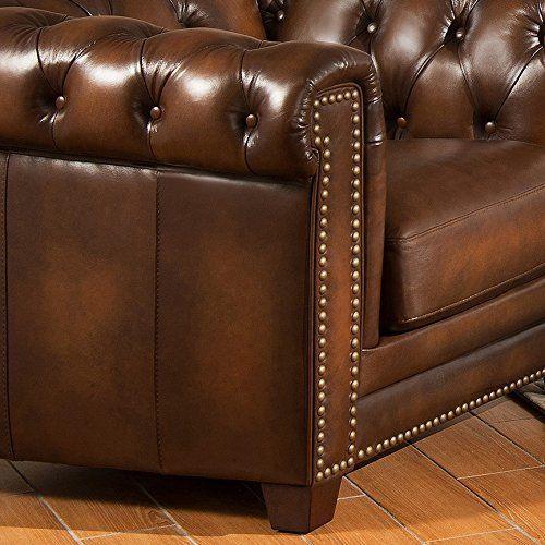 

    
Olive Brown Top Grain Leather Sofa Hand Rubbed Amax Leather Stanley Park II
