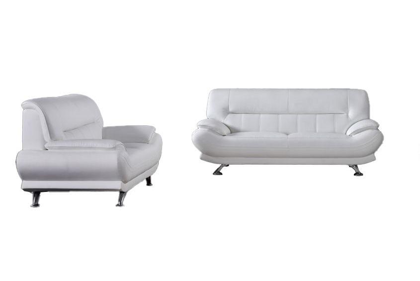 Modern Sofa Set AE709-W AE709-W-2PC in White Bonded Leather