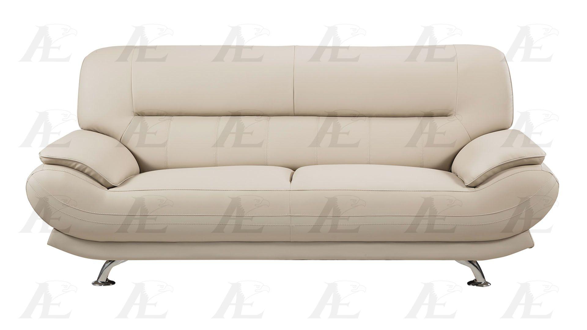 

    
Cream Faux Leather Sofa Set 2pcs in Contemporary Style American Eagle AE-709
