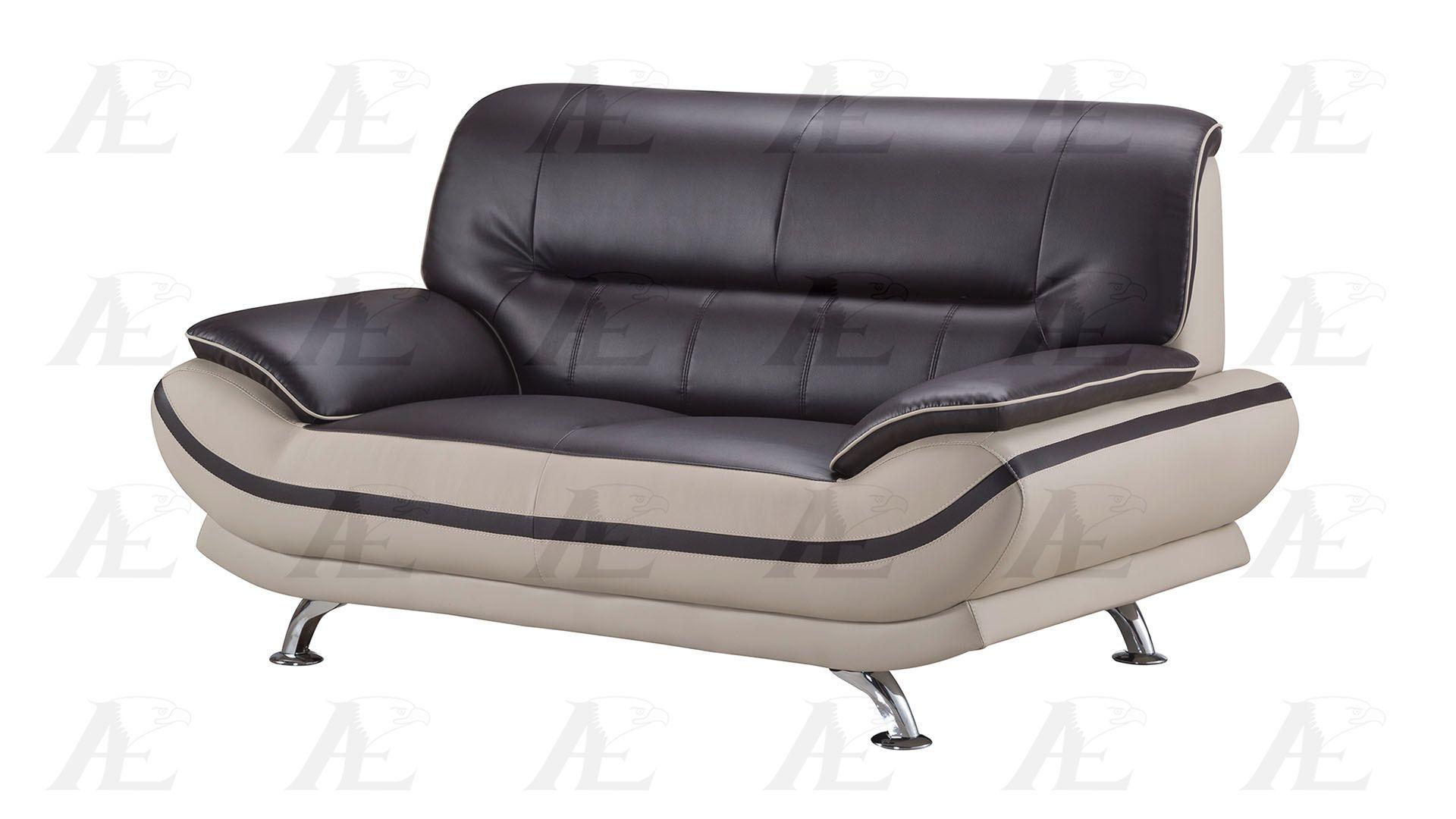 

        
American Eagle Furniture AE-709 Sofa Loveseat and Chair Set Gray/Mahogany Bonded Leather 00842295109651

