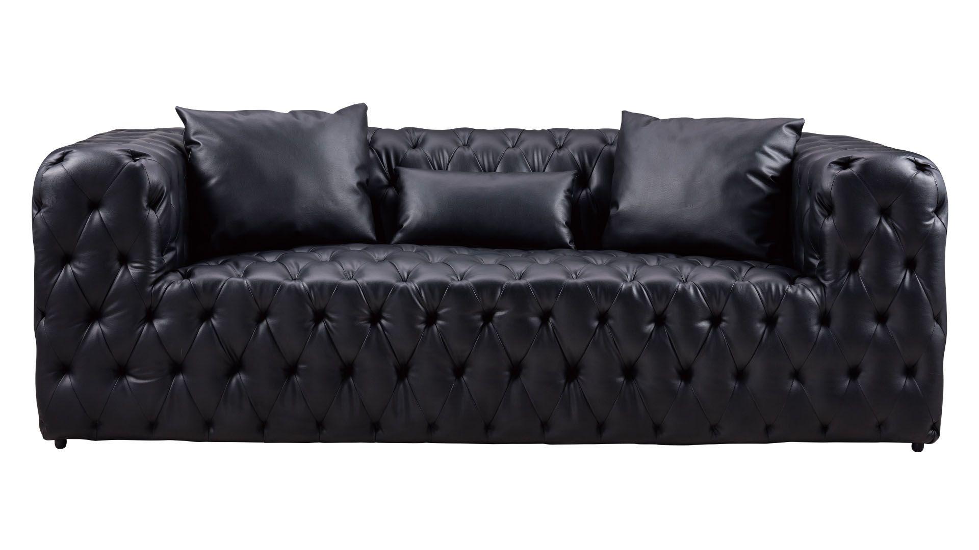 Contemporary, Modern Sofa AE-D821-BK AE-D821-BK-SF in Black Bonded Leather