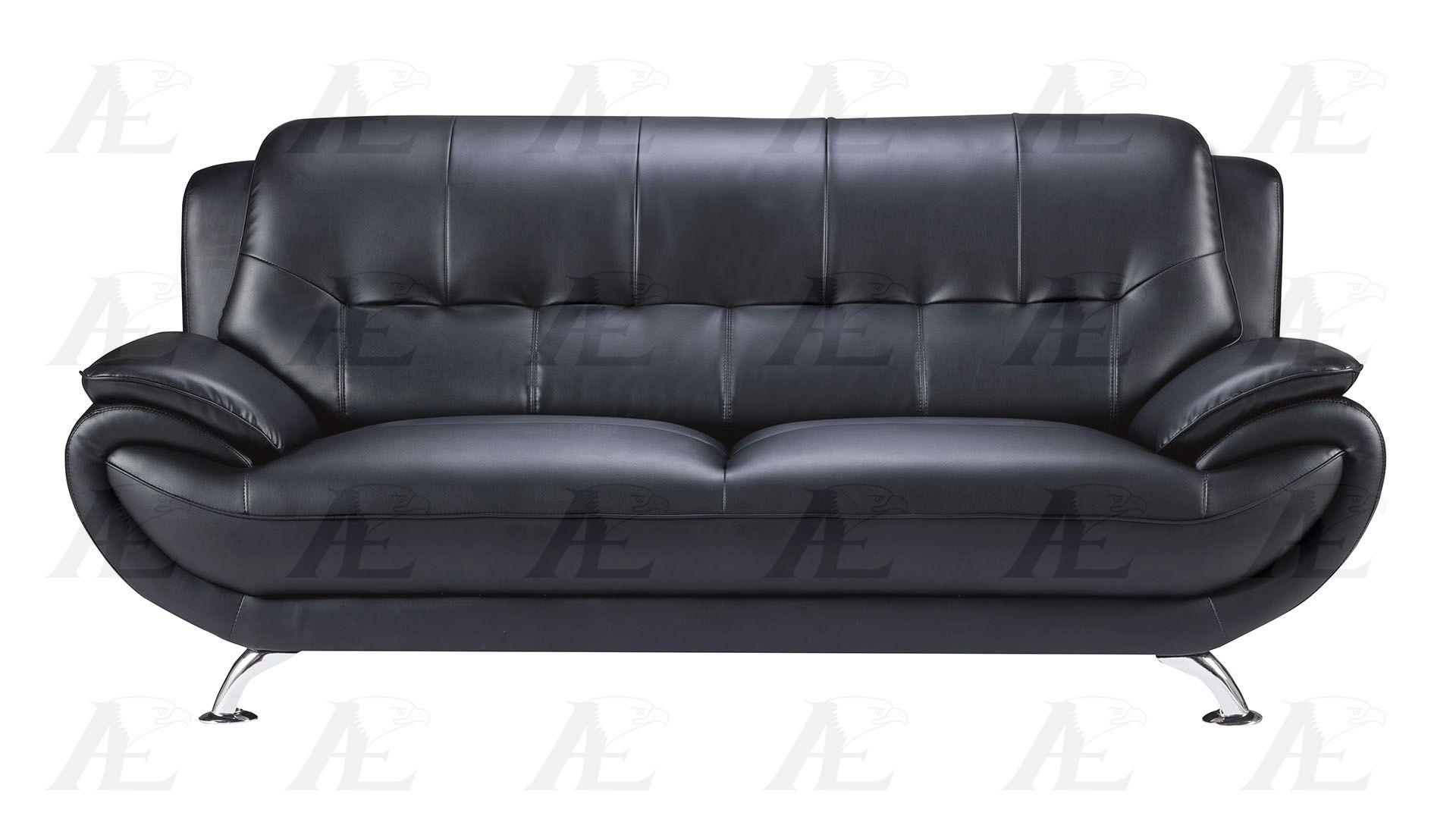 

    
American Eagle AE208-B Black Leather Sofa Set in Modern Style 3pcs
