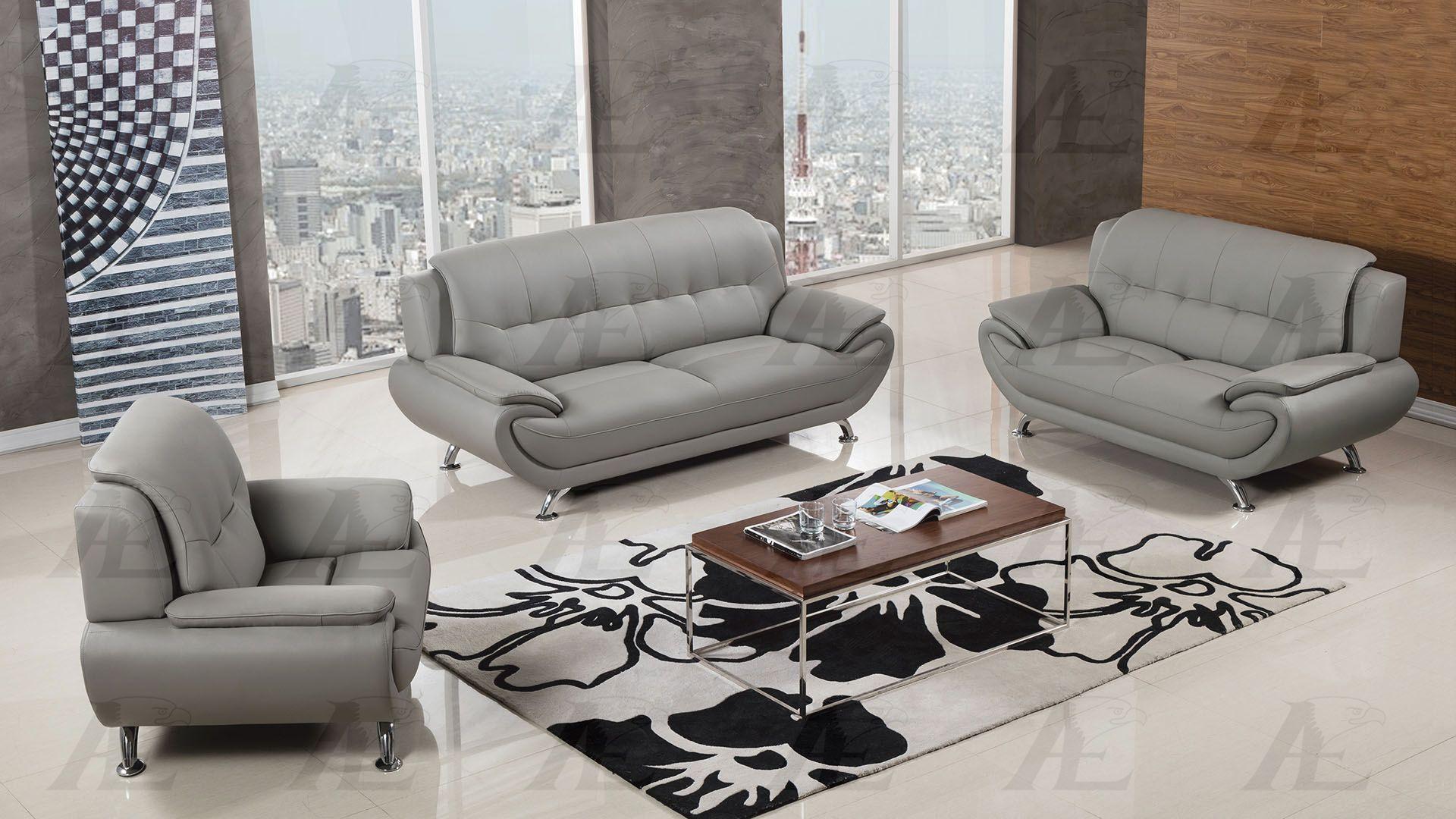 

    
American Eagle AE208 Gray Bonded Leather Living Room Sofa Set 3pcs in Modern Style
