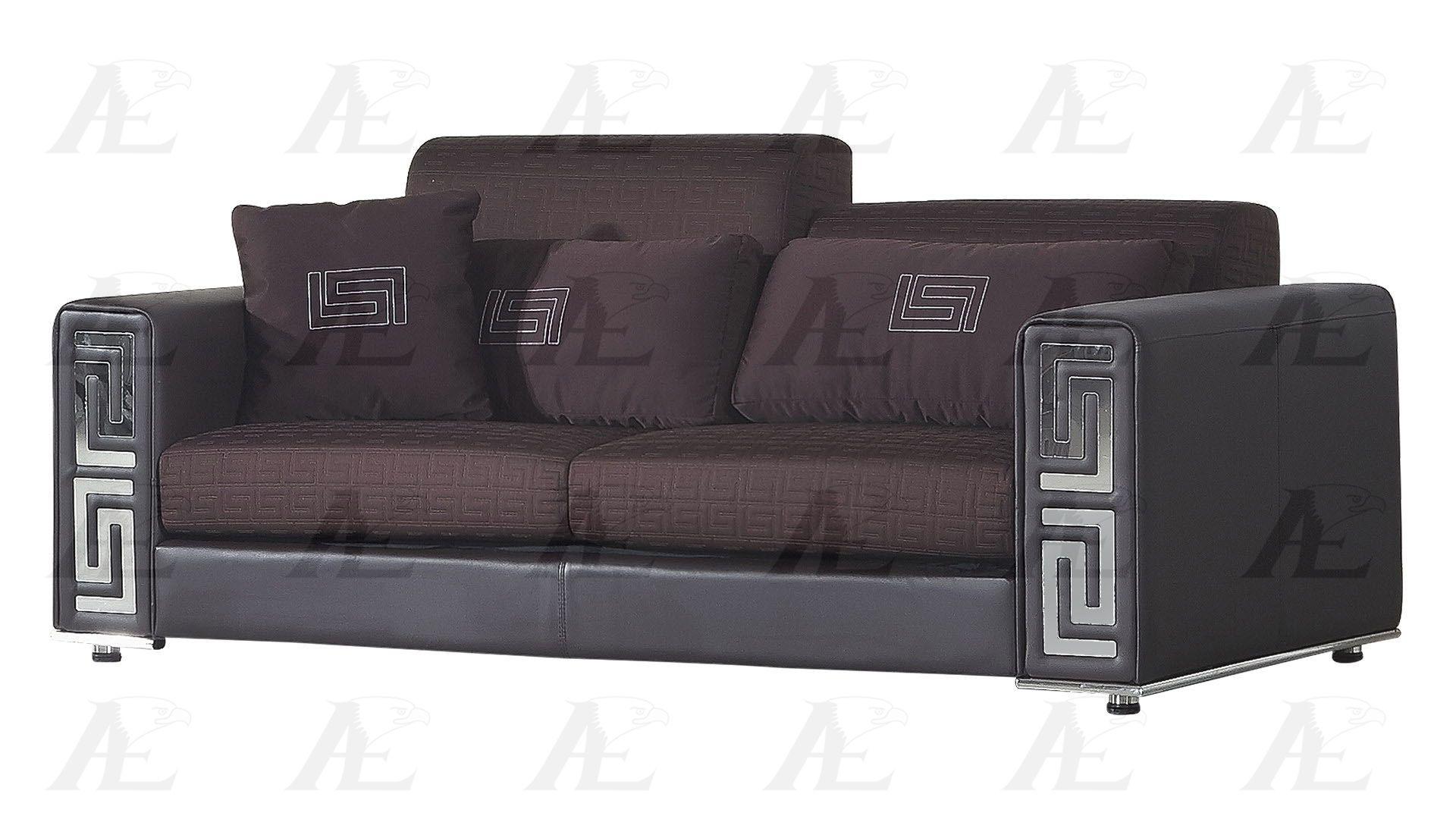 

    
Mahogany Fabric & Faux Leather Sofa Set 3Pcs AE223-MA American Eagle Modern

