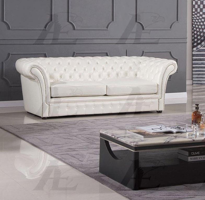 

    
Modern Ivory Faux Leather Sofa  American Eagle AE502-IV
