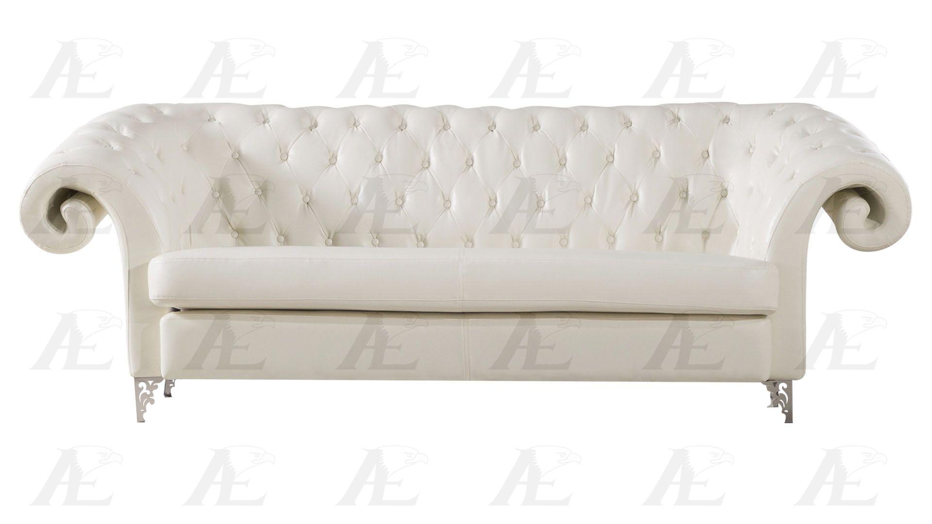 

    
Modern Ivory Faux Leather Sofa  American Eagle AE508-IV
