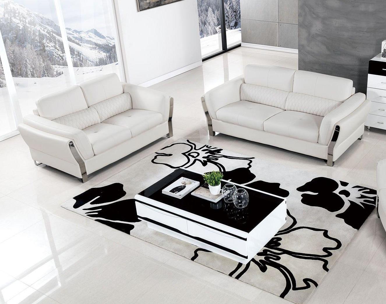 

    
White Microfiber Leather Sofa Set 2Pcs AE690-W American Eagle Contemporary
