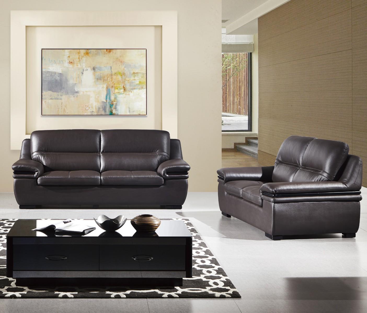 

    
American Eagle EK-B113 Dark Chocolate Genuine Leather Living Room Sofa Set 2pcs in Modern Style
