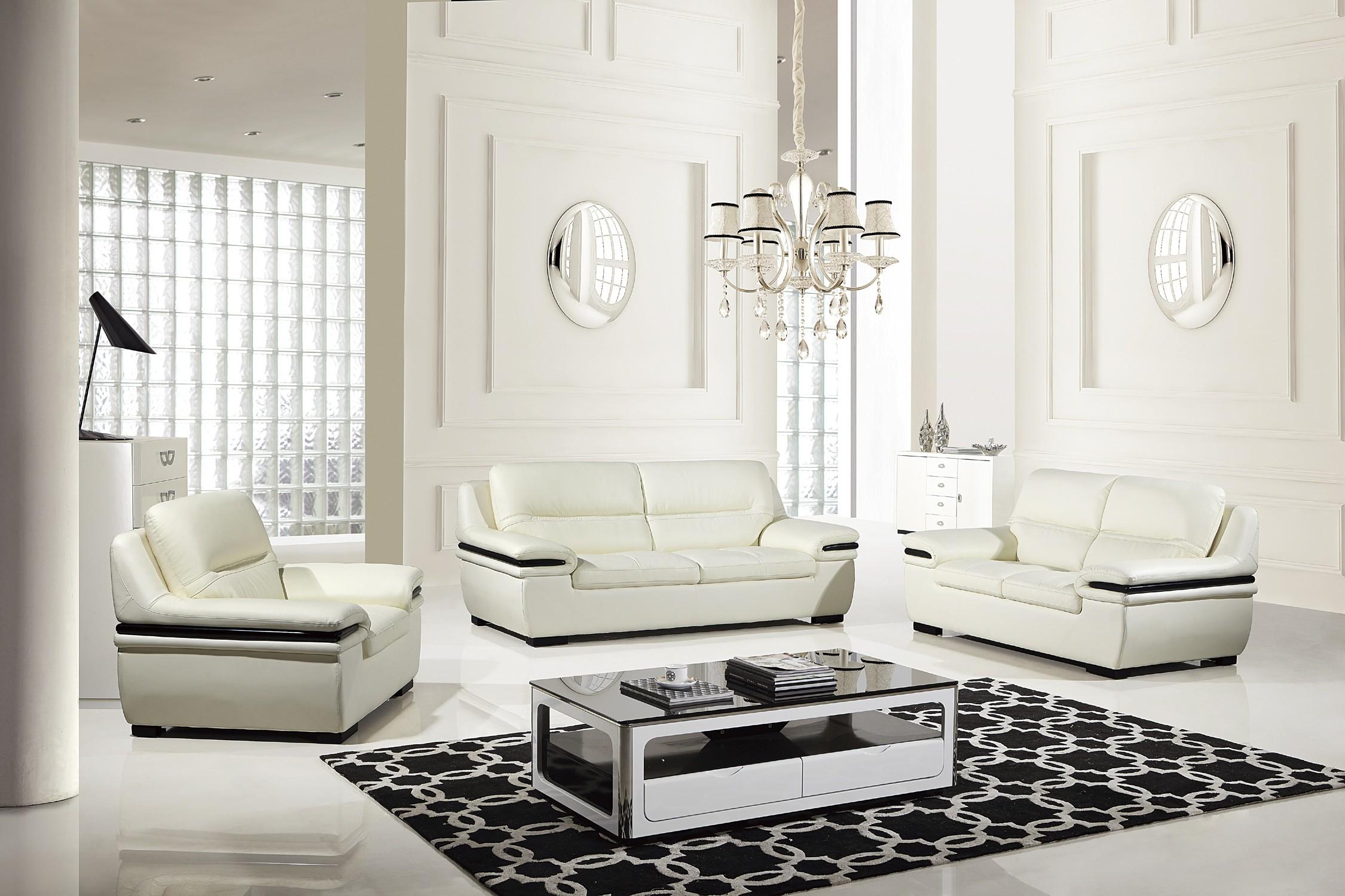 

    
American Eagle EK-B113 Ivory Genuine Leather Living Room Sofa Set 3pcs in Modern Style
