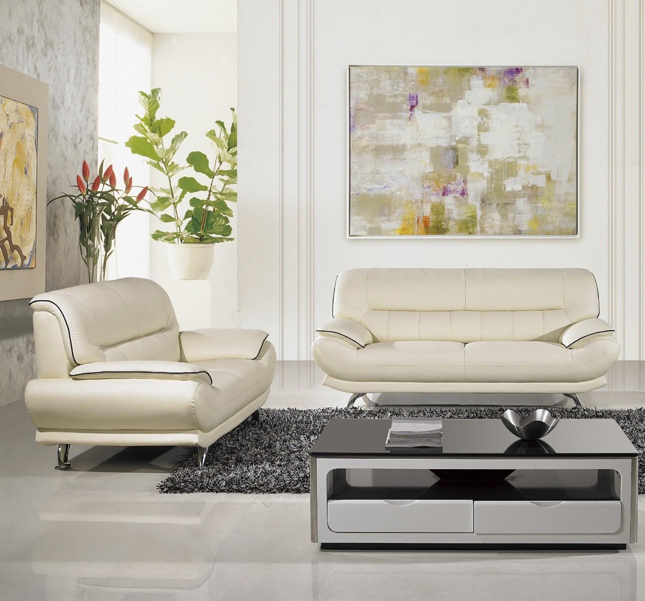 

    
American Eagle EK-B118 Ivory Genuine Leather Living Room Sofa Set 2pcs in Modern Style
