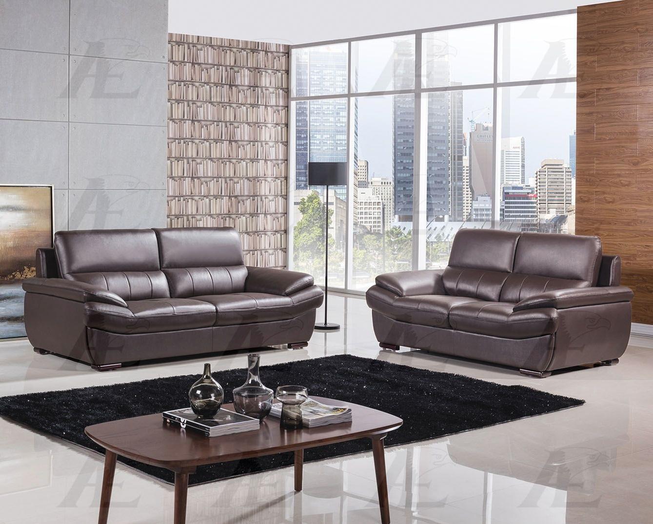 

    
American Eagle EK-B305 Dark Chocolate Genuine Leather Living Room Sofa Set 2pcs in Contemporary Style
