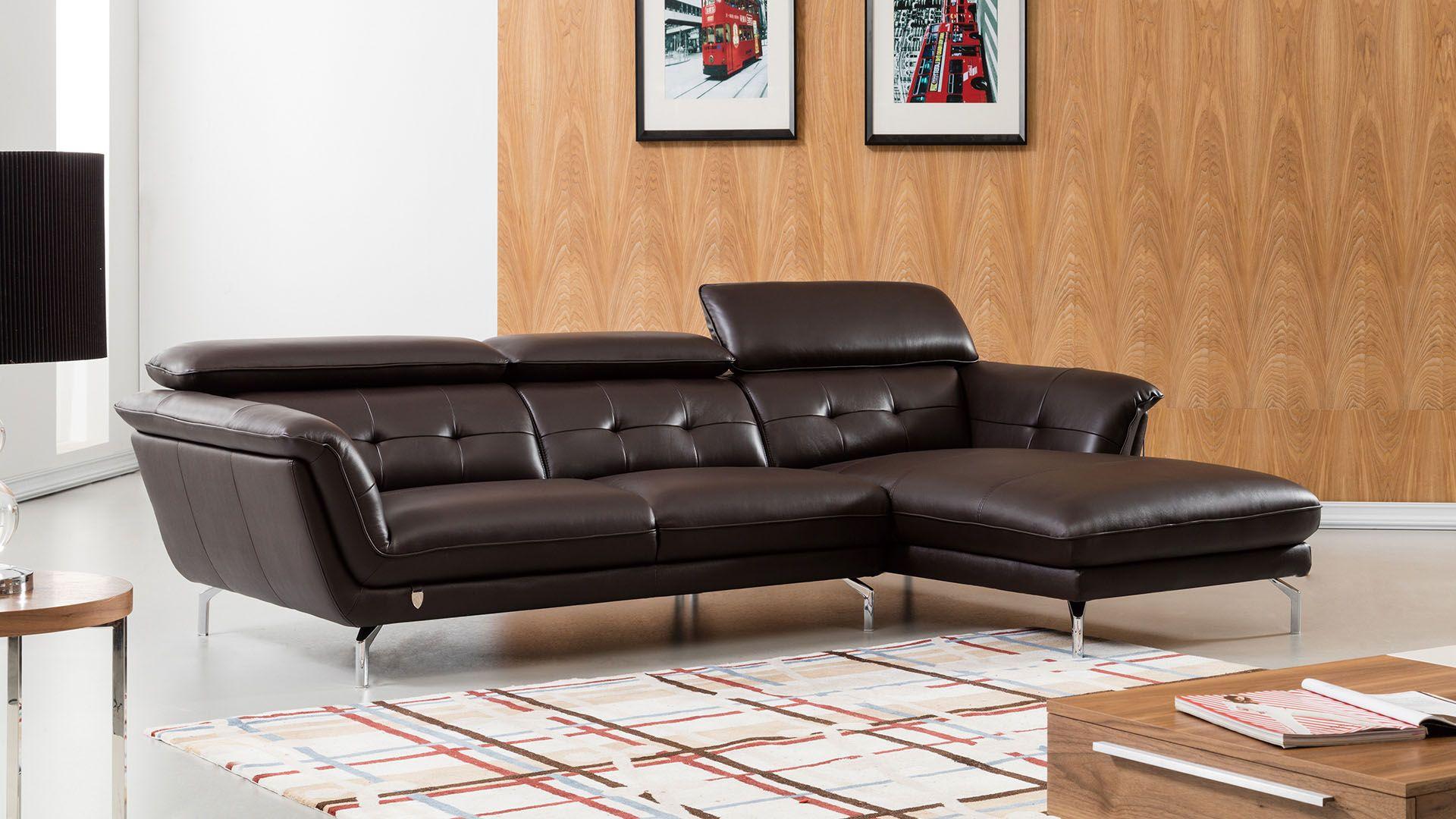 Modern Sectional Sofa EK-L083-DC EK-L083-DC in Dark Chocolate Leather