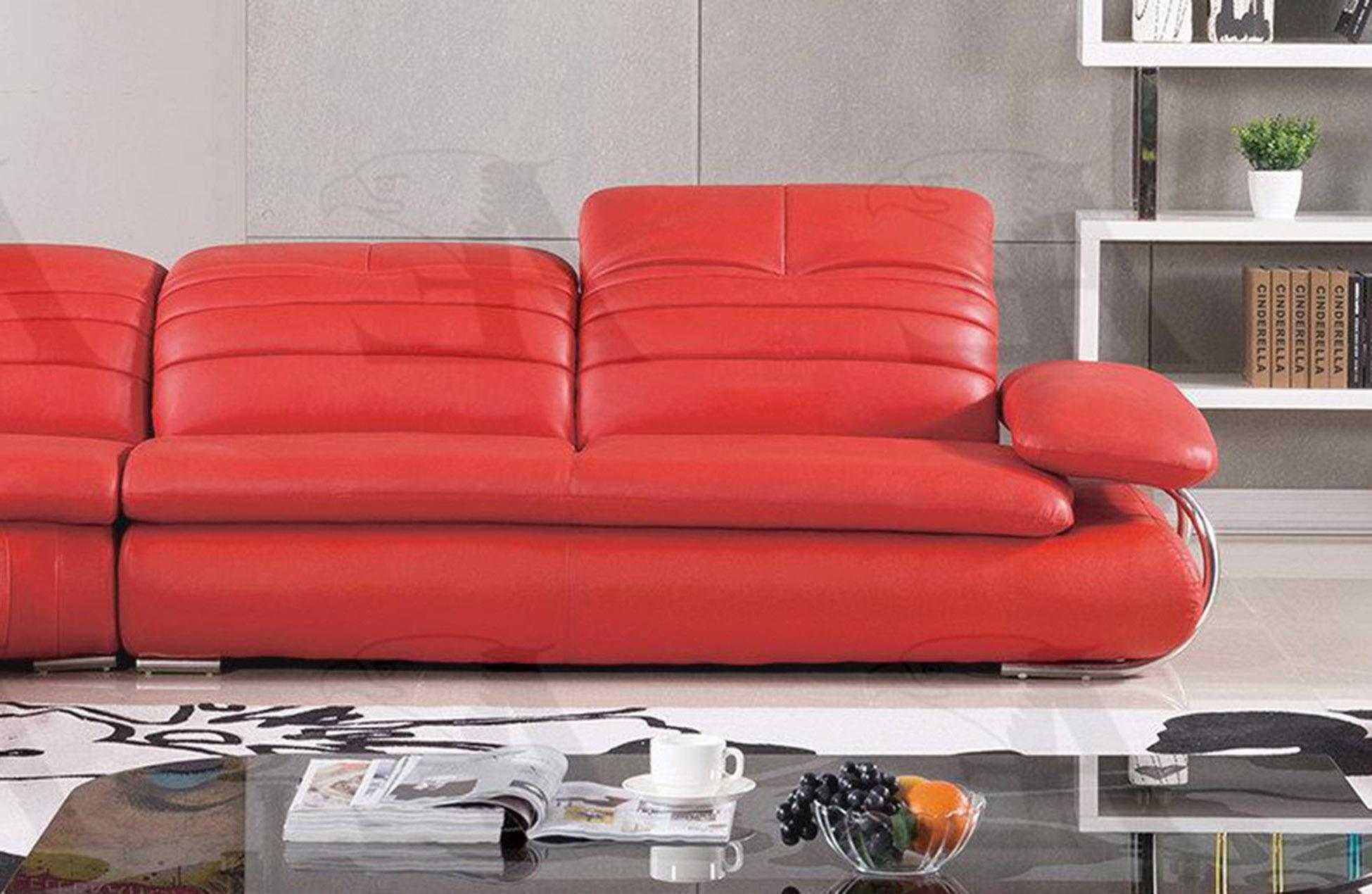 

                    
American Eagle Furniture EK-LB119-RED Sofa Chaise Coffe Table and 2 Ottomans Set Red Genuine Leather Purchase 

