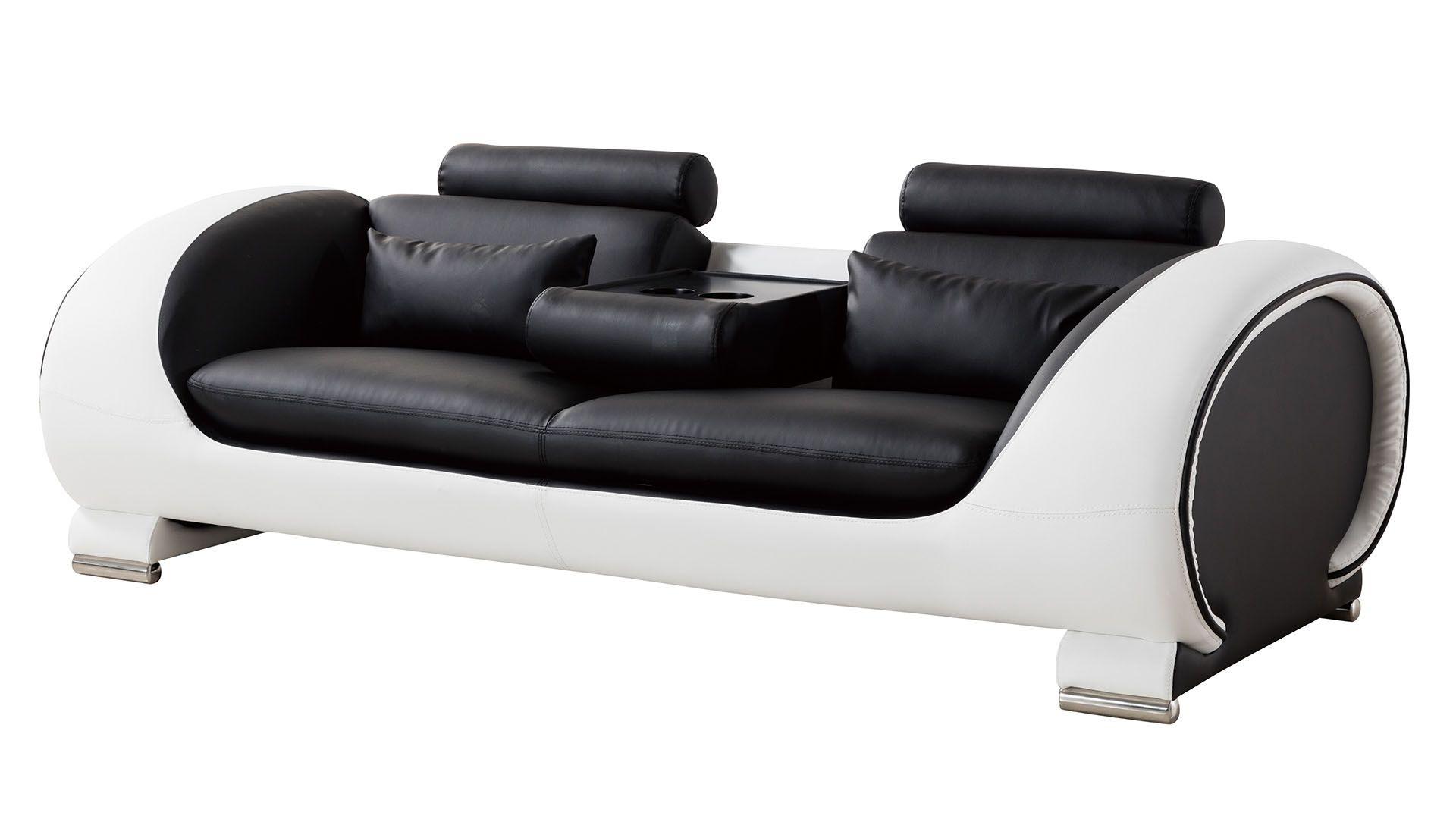 

    
Black & White Bonded Leather Sofa AE-D802-BK.W American Eagle Contemporary
