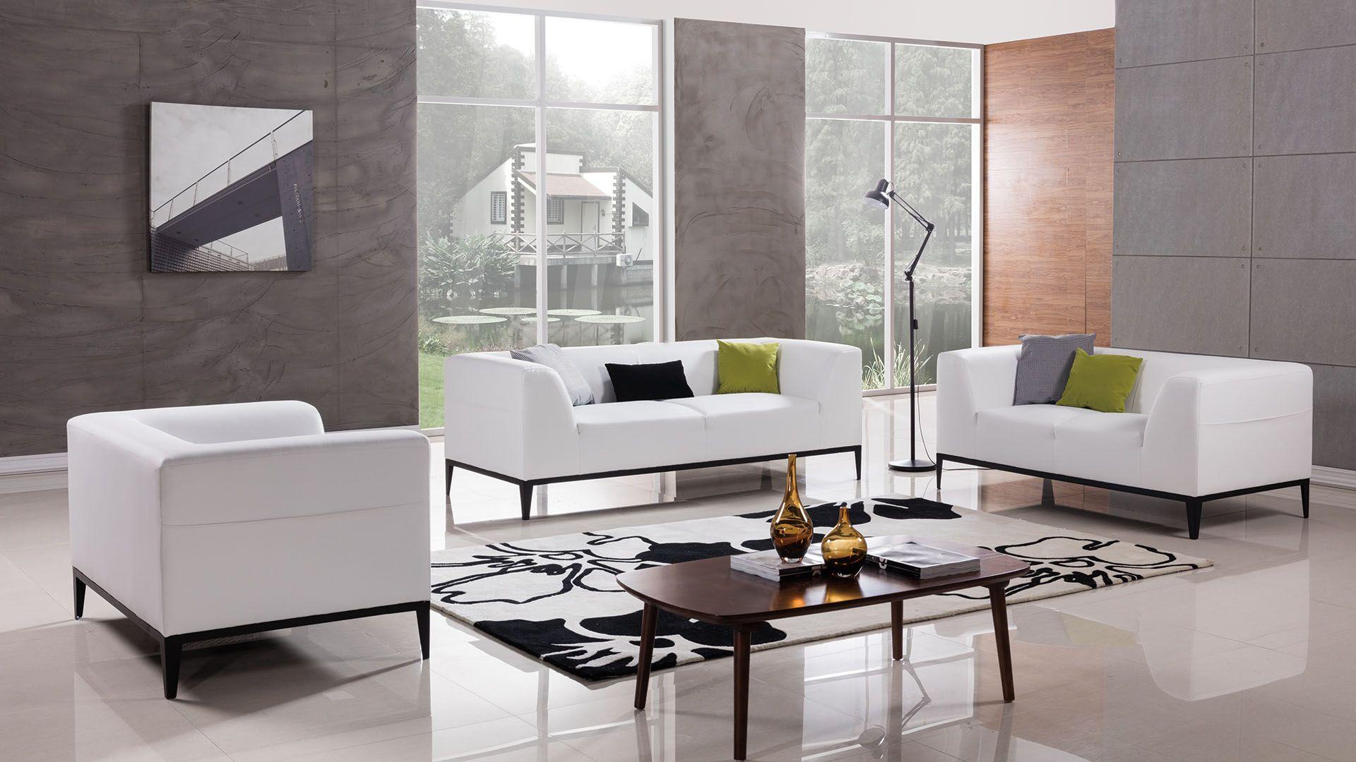 

    
White Faux Leather Sofa Set 3Pcs AE-D820-W American Eagle Modern
