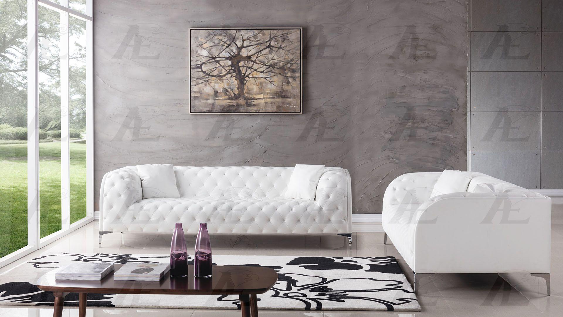 

    
White Bonded Leather Tufted Sofa Set 2Pcs AE-D822-W American Eagle Modern
