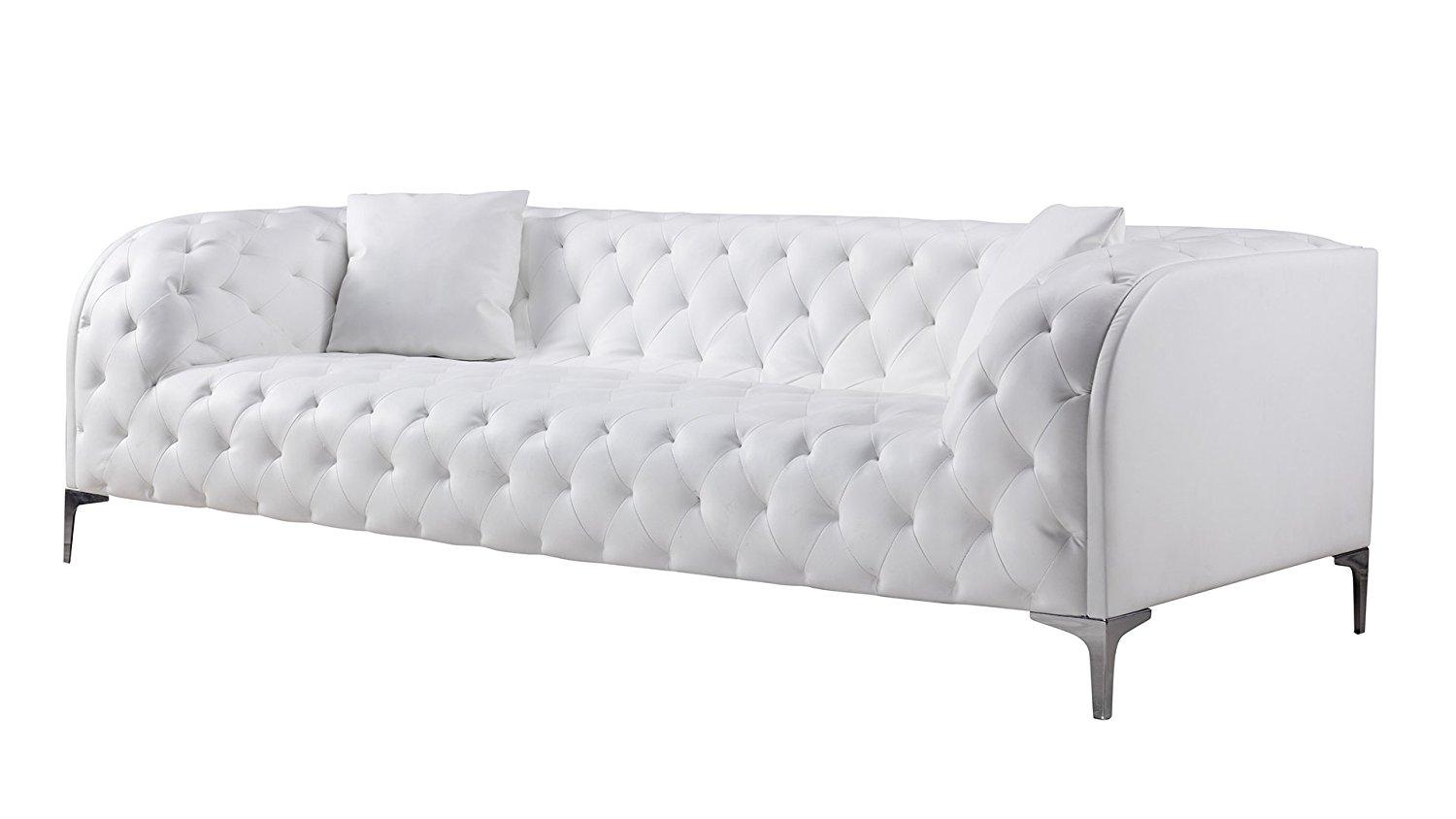 

    
White Bonded Leather Tufted Sofa Set 2Pcs AE-D822-W American Eagle Modern
