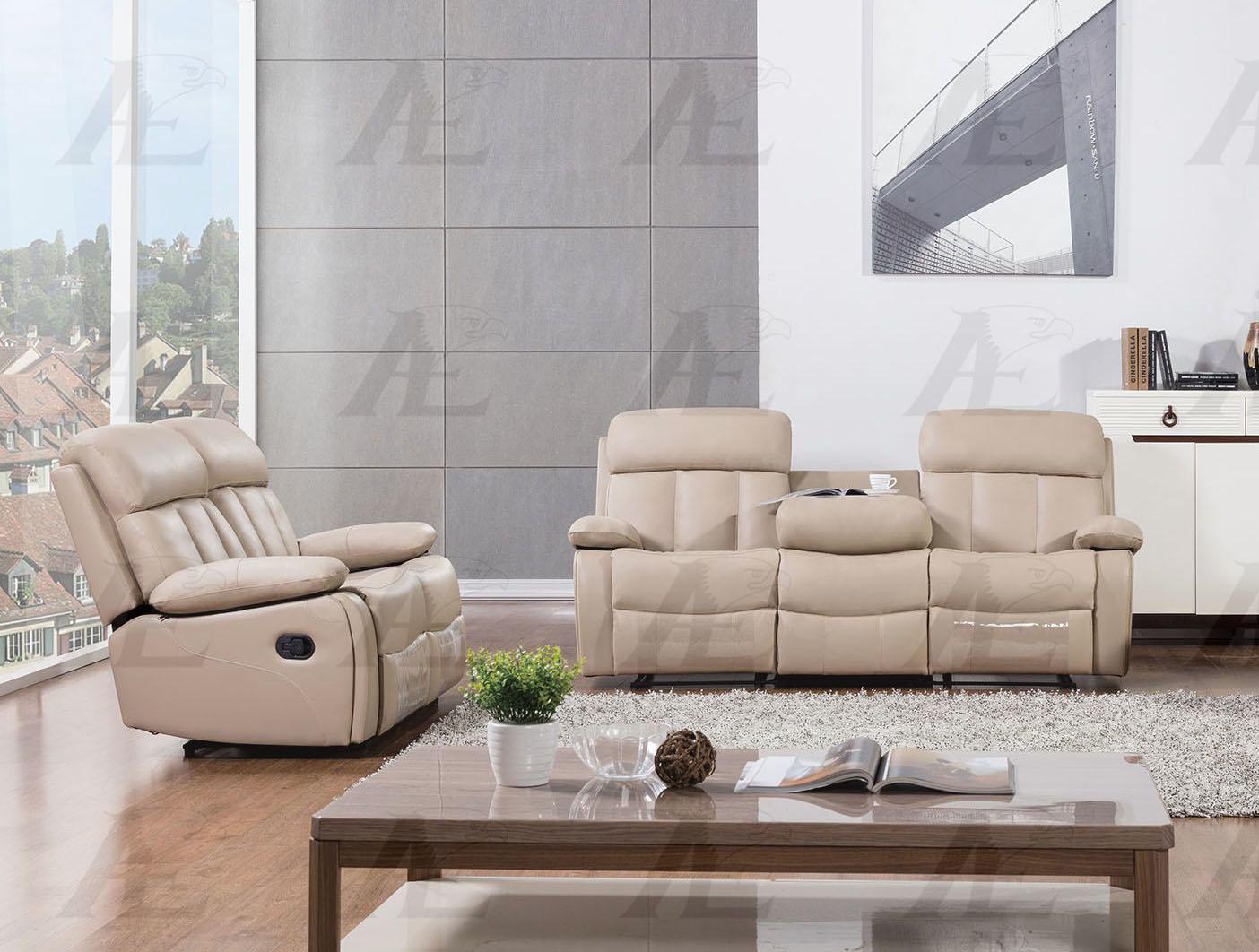 

    
American Eagle Furniture AE-D825-TAN  Recliner Sofa  Loveseat Set Bonded Leather 2Pcs Modern
