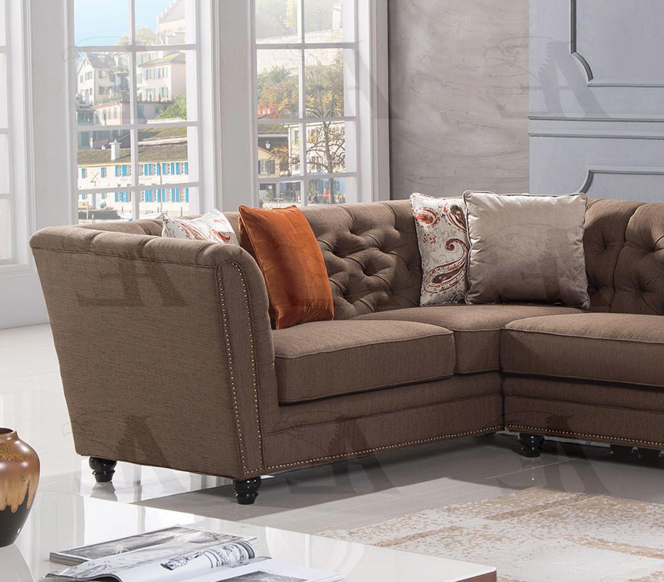 

    
American Eagle Furniture AE-L2219-BR Sectional Sofa Living Room Set Brown AE-L2219-BR Set-2 RHC
