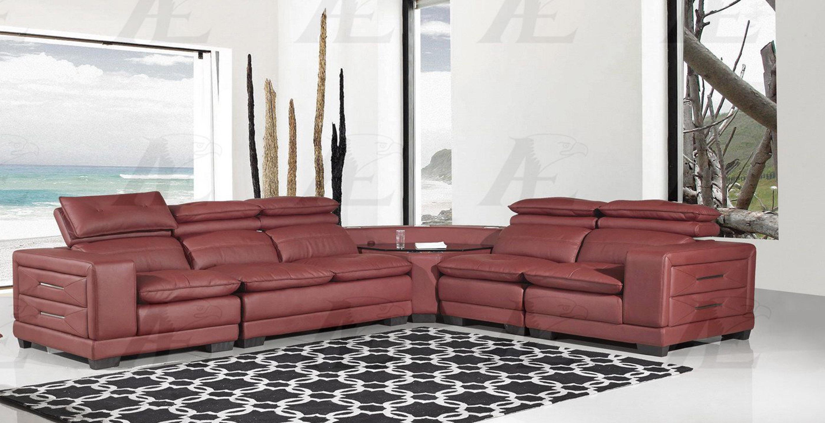 

    
Dark Red L-shape Sectional Microfiber Leather 6Pcs American Eagle AE-L688M-DR
