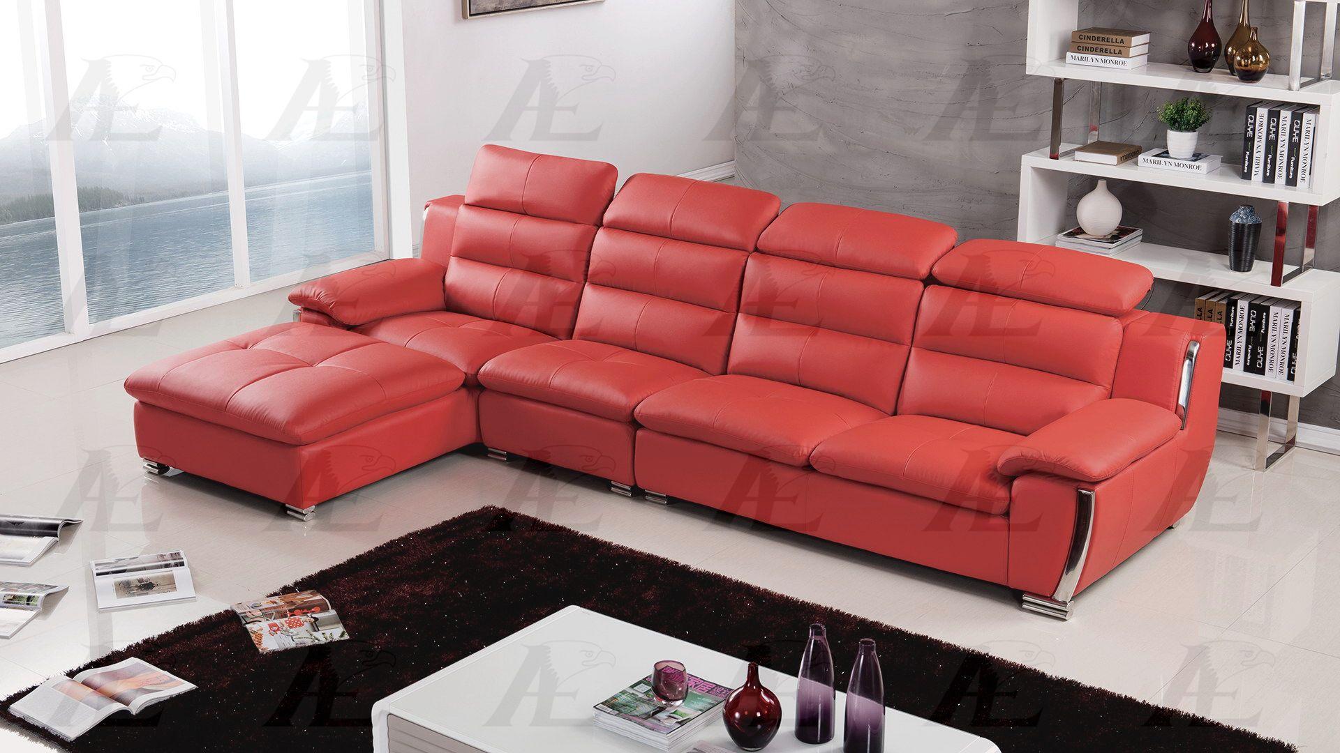 

    
Red Bonded Leather Sectional Set 3Pcs RIGHT American Eagle AE-L729-RED
