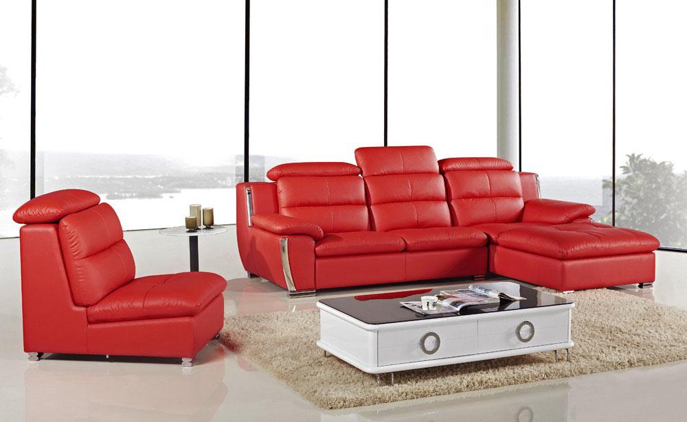

    
Red Bonded Leather Sectional Set 3Pcs LEFT American Eagle AE-L729-RED
