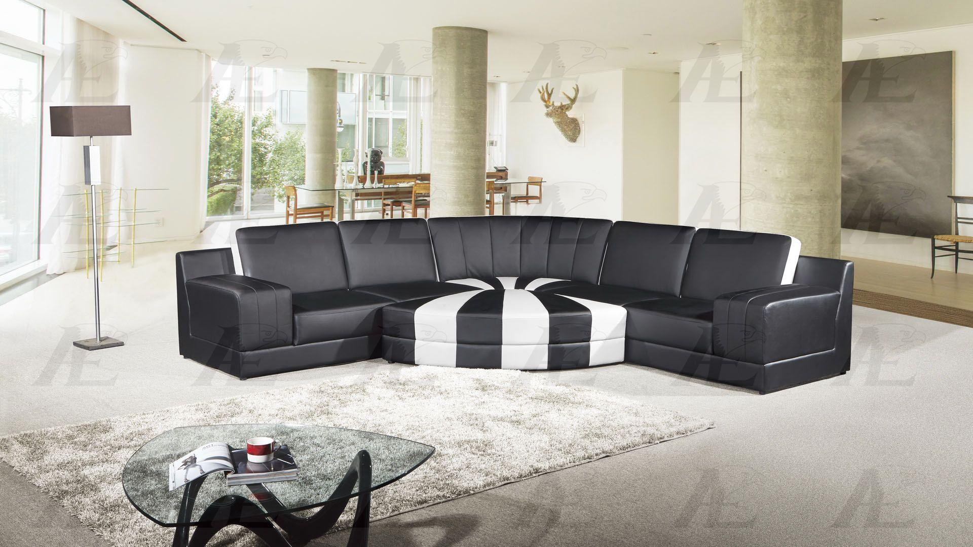 Modern Sectional Sofa Living Room Set AE-L901M-BK.W AE-L901M-BK.W Set-4 in White Bonded Leather