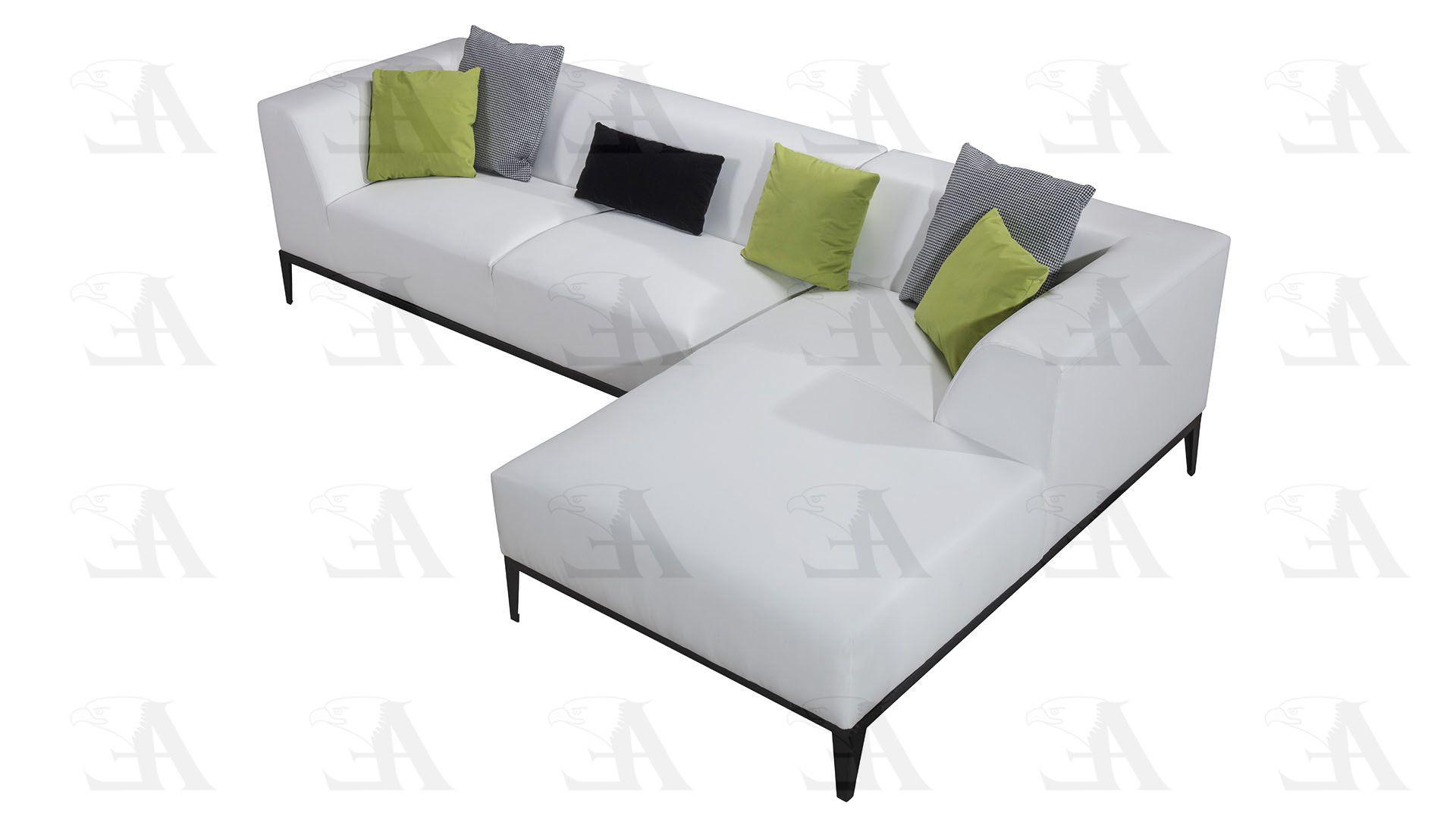 

    
Modern White Bonded Leather Sectional 2Pcs Right American Eagle AE-LD818-W
