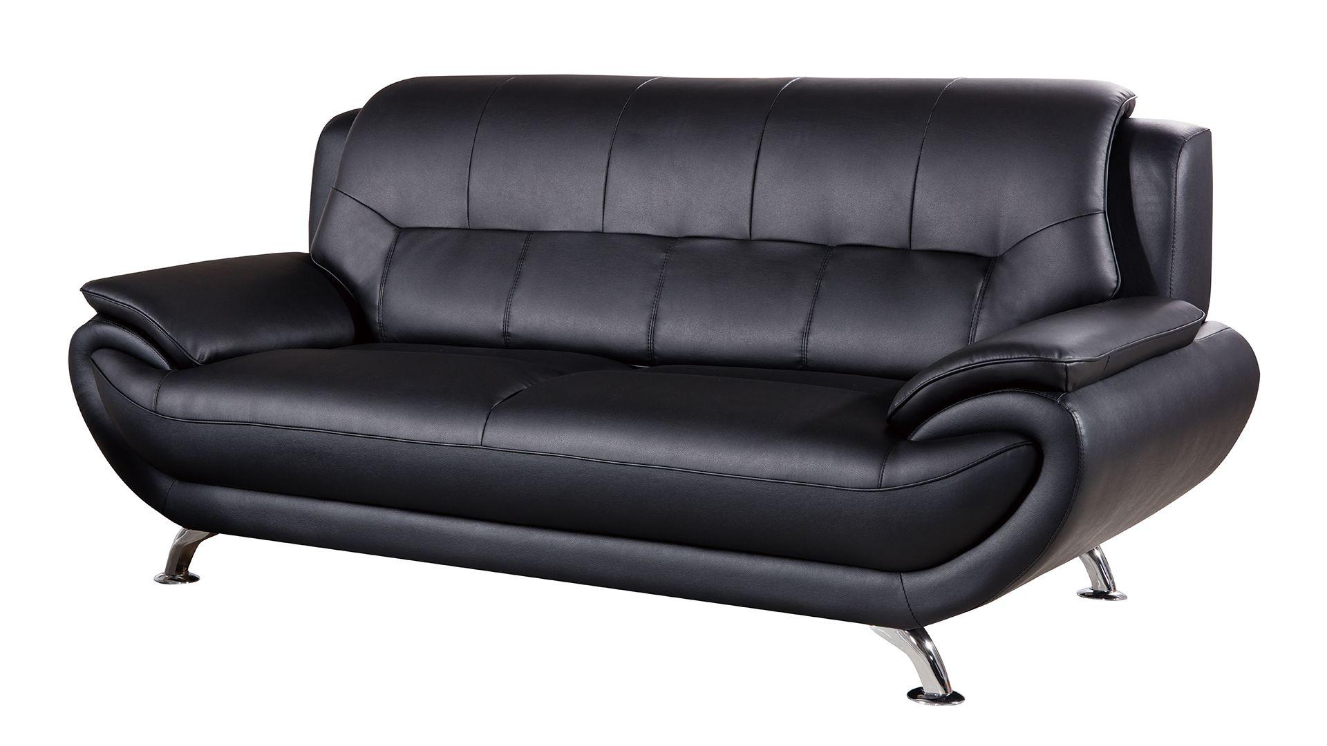 

    
Black Faux Leather Sofa Set 2 Pcs AE208-BK American Eagle Modern Contemporary
