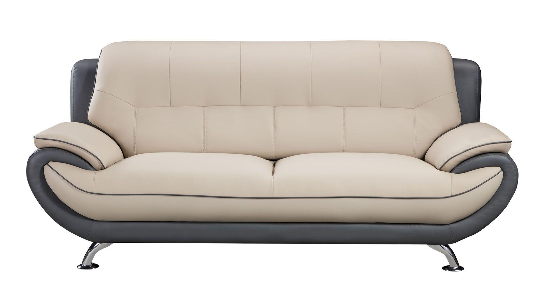 

    
Light/Dark Gray Faux Leather Sofa Set 2Pcs American Eagle AE208-LG.DG Modern
