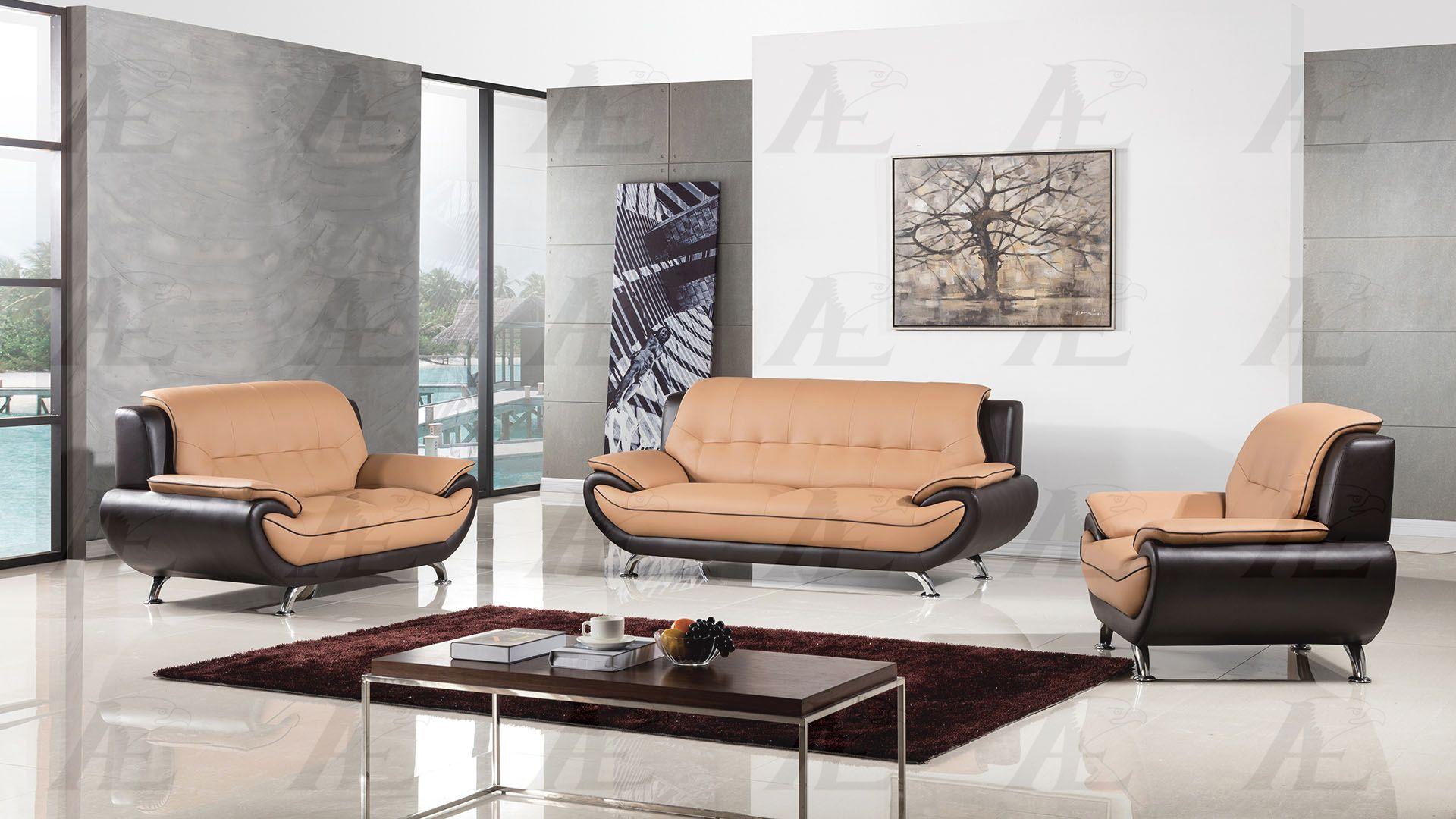 

    
American Eagle Furniture AE208-YO.BR Yellow and Brown Faux Leather Sofa Set 3Pcs

