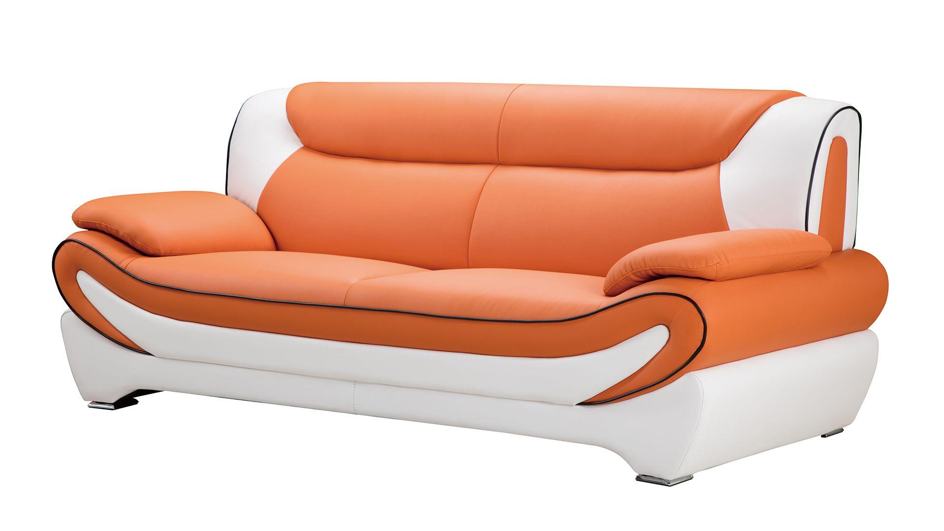 

    
Orange & White Faux Leather Sofa Set 3Pcs AE209-ORG.IV American Eagle Modern
