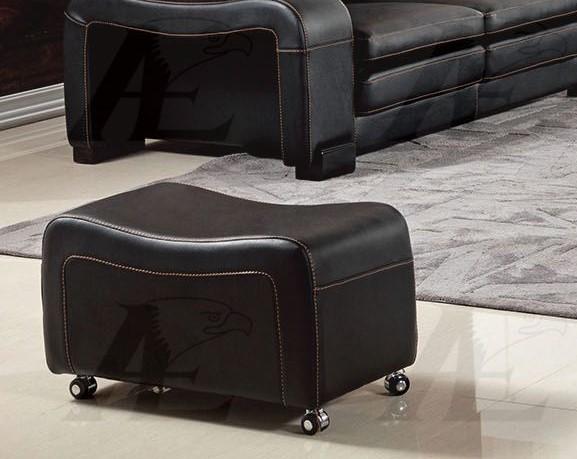 Modern Sofa and Ottoman AE210-BK-SF AE210-BK-SF-2PC in Black Faux Leather
