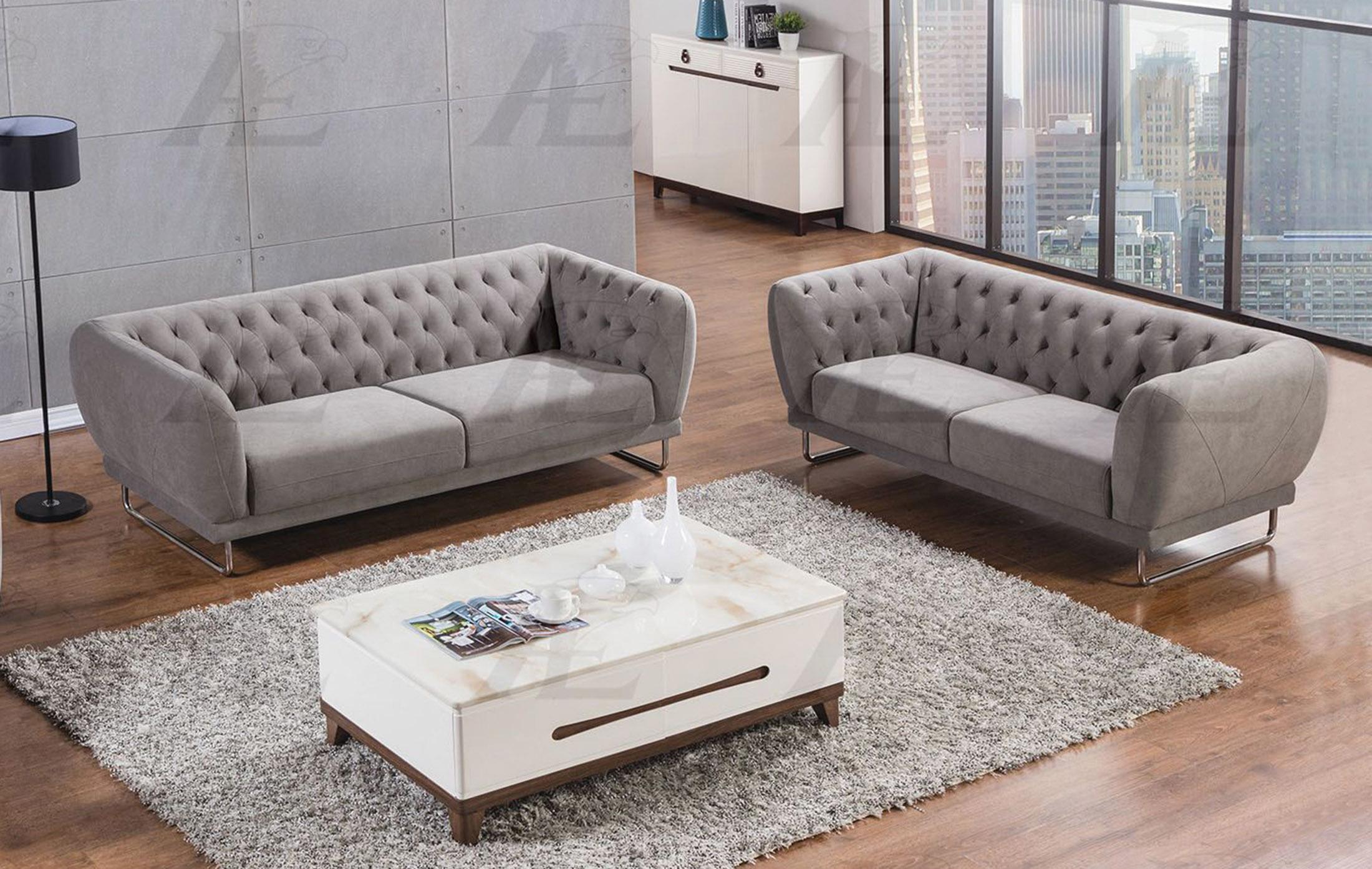 Modern Sofa Set AE2368-SF AE2368-SF-Set-2 in Gray Fabric