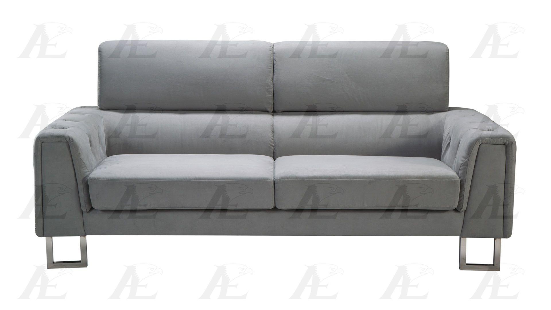

    
American Eagle Furniture AE2369 Gray Tufted Sofa and  Loveseat Set Fabric Modern 2Pcs
