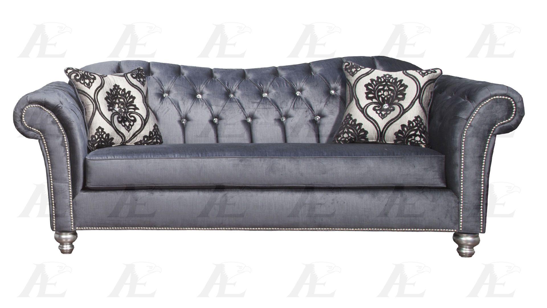 

    
American Eagle Furniture AE2600-GB Greyish BlueTufted Sofa and Loveseat Set Fabric Contemporary 2Pcs
