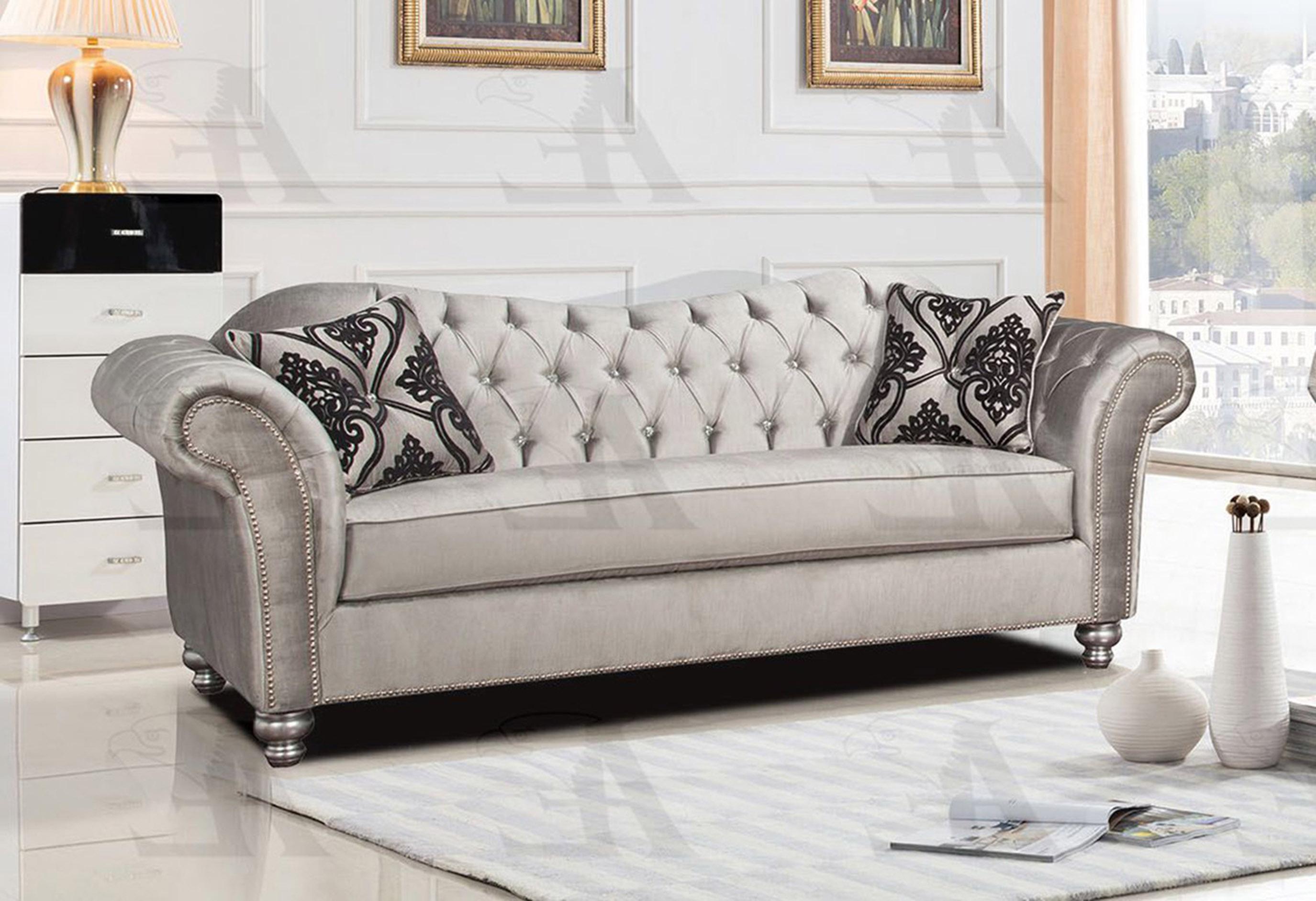

    
American Eagle Furniture AE2600-S Sofa and Loveseat Set Silver AE2600-S -Set-2
