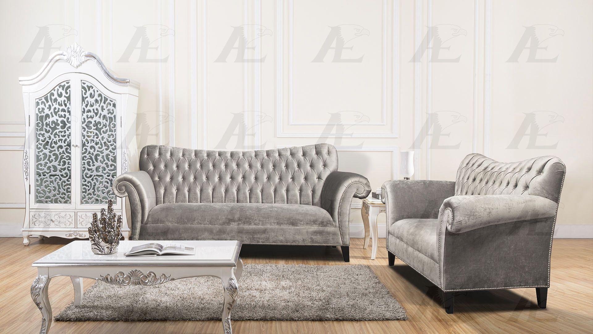 

    
Silver Fabric Tufted Sofa Set 2Pcs AE2604-S American Eagle SPECIAL ORDER

