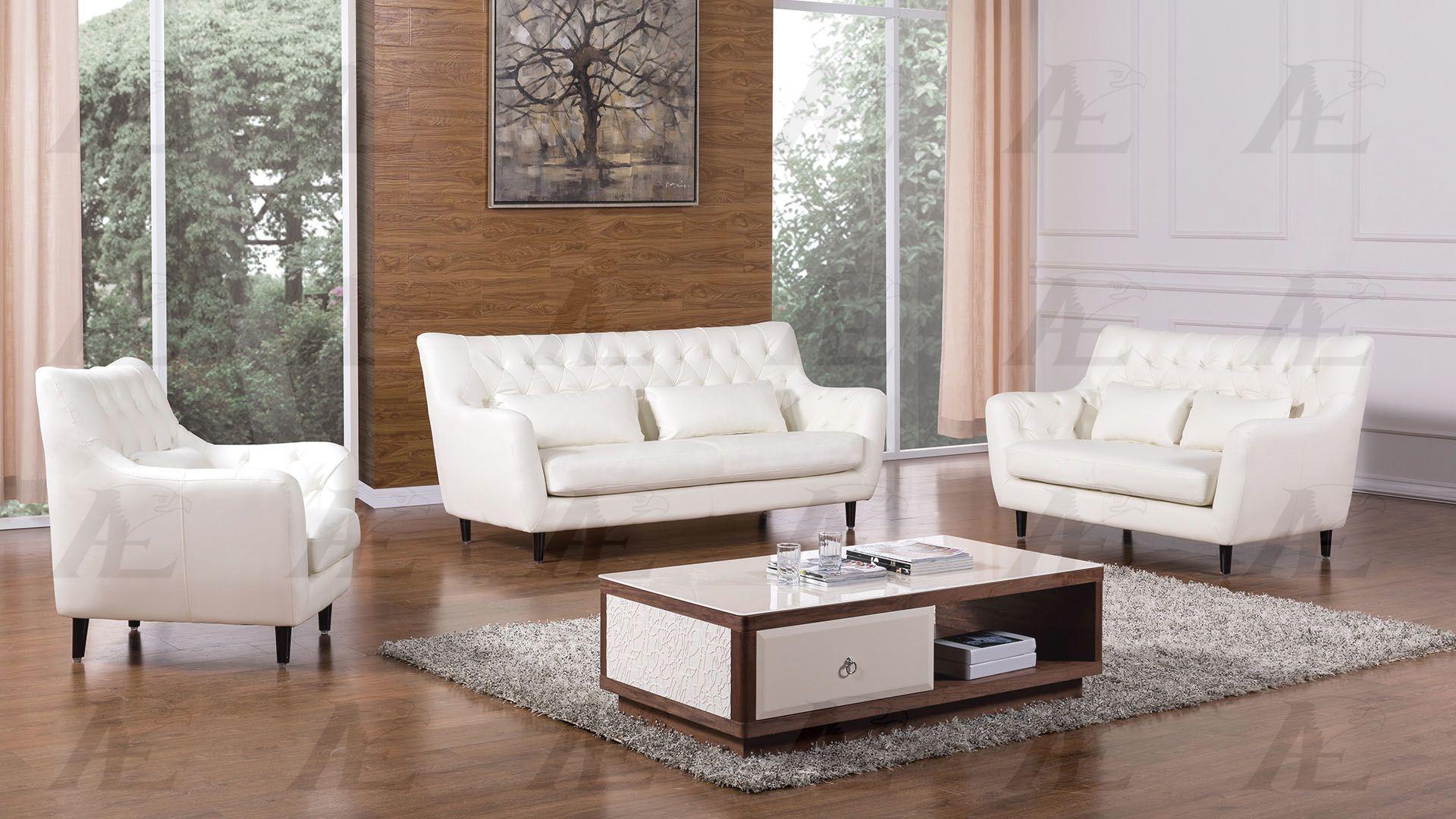

    
Ivory Bonded Leather Tufted Sofa Set 3Pcs AE346-IV  American Eagle Modern
