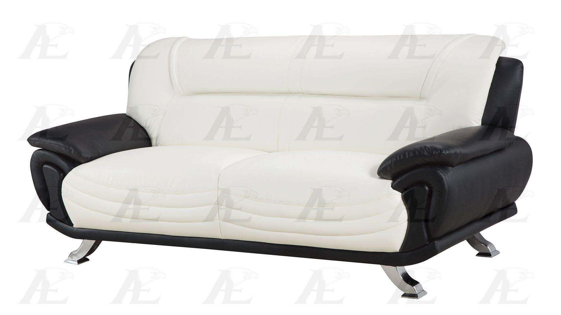 

    
Ivory and Black Faux Leather Sofa American Eagle AE388-IV.BK
